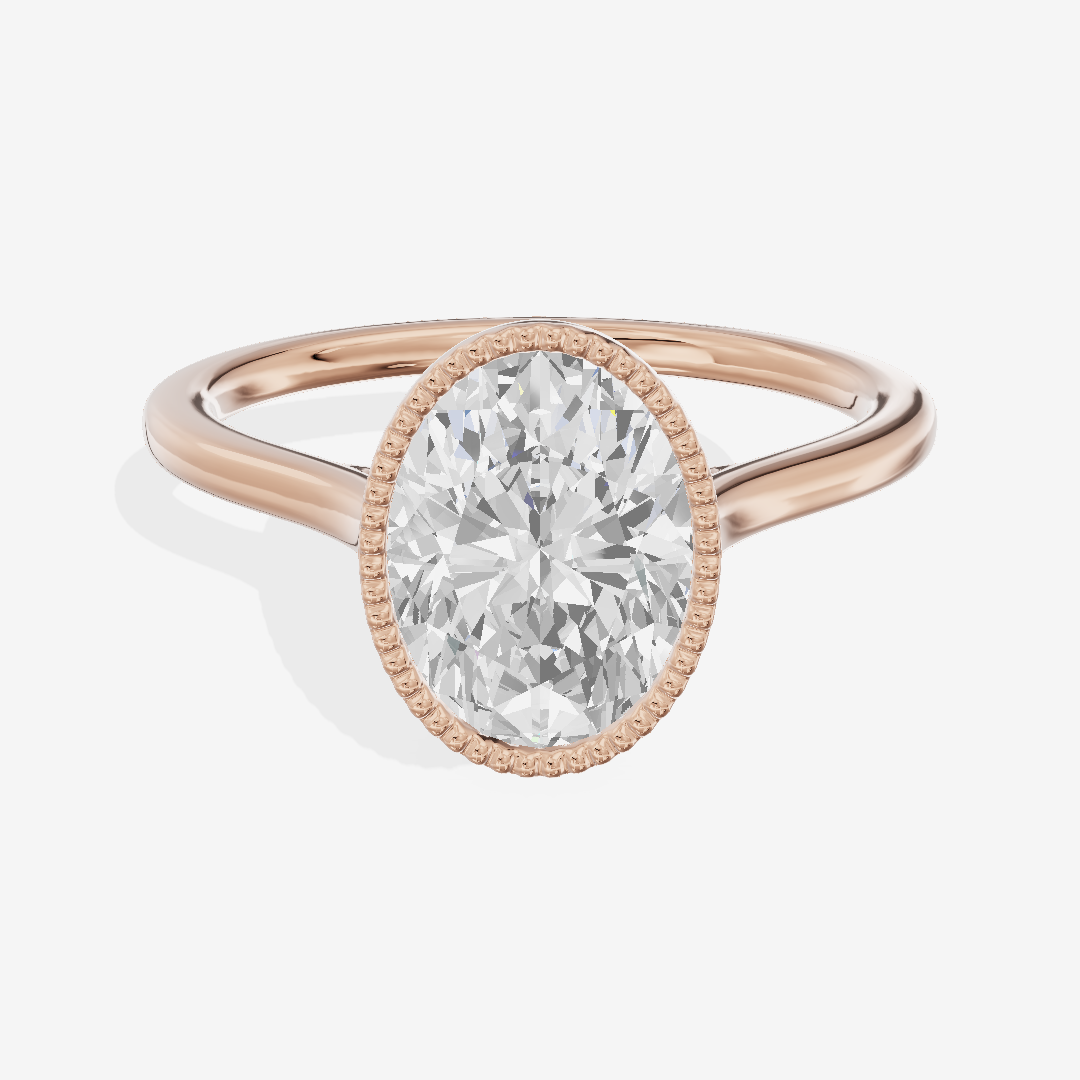 Modern Coeurine 1.5mm Oval Bezel Engagement Ring in 18K Rose Gold