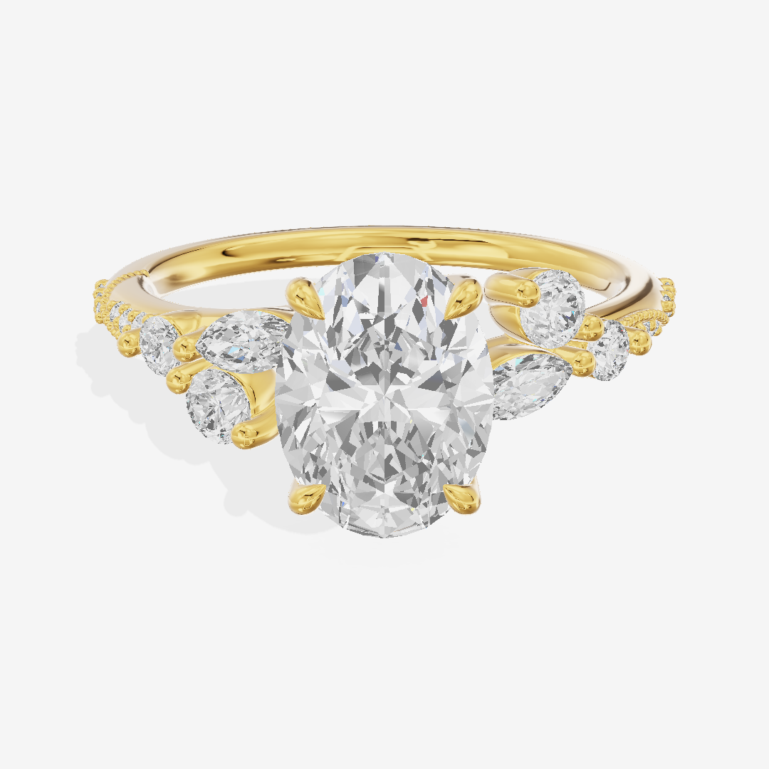 Luxe Halcyon Oval Milgrain Engagement Ring (1/3 ct. tw.) in 18K Yellow Gold