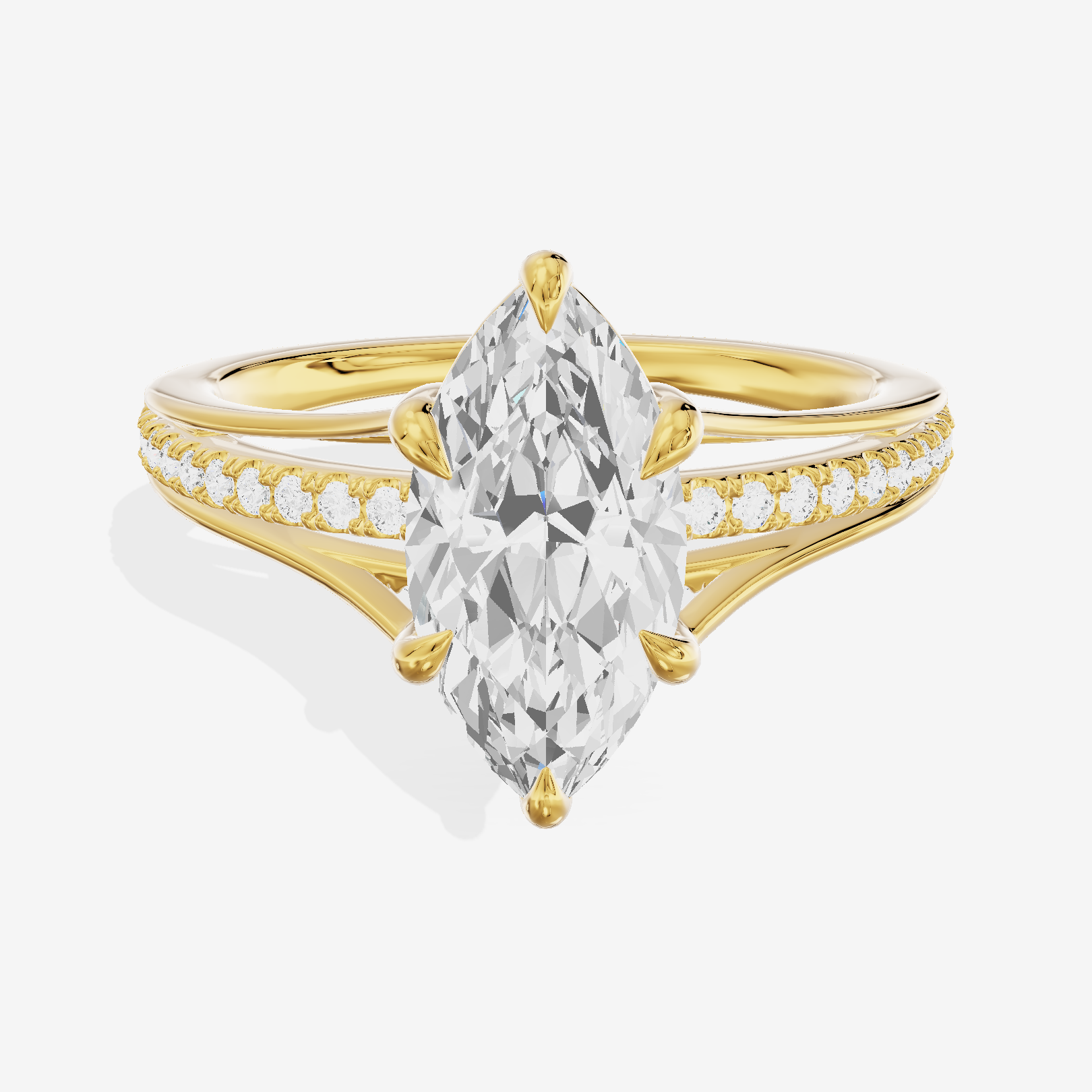 Bowed Coeurine Marquise Engagement Ring with Side Stones (1/6 ct. tw.) in 18K Yellow Gold