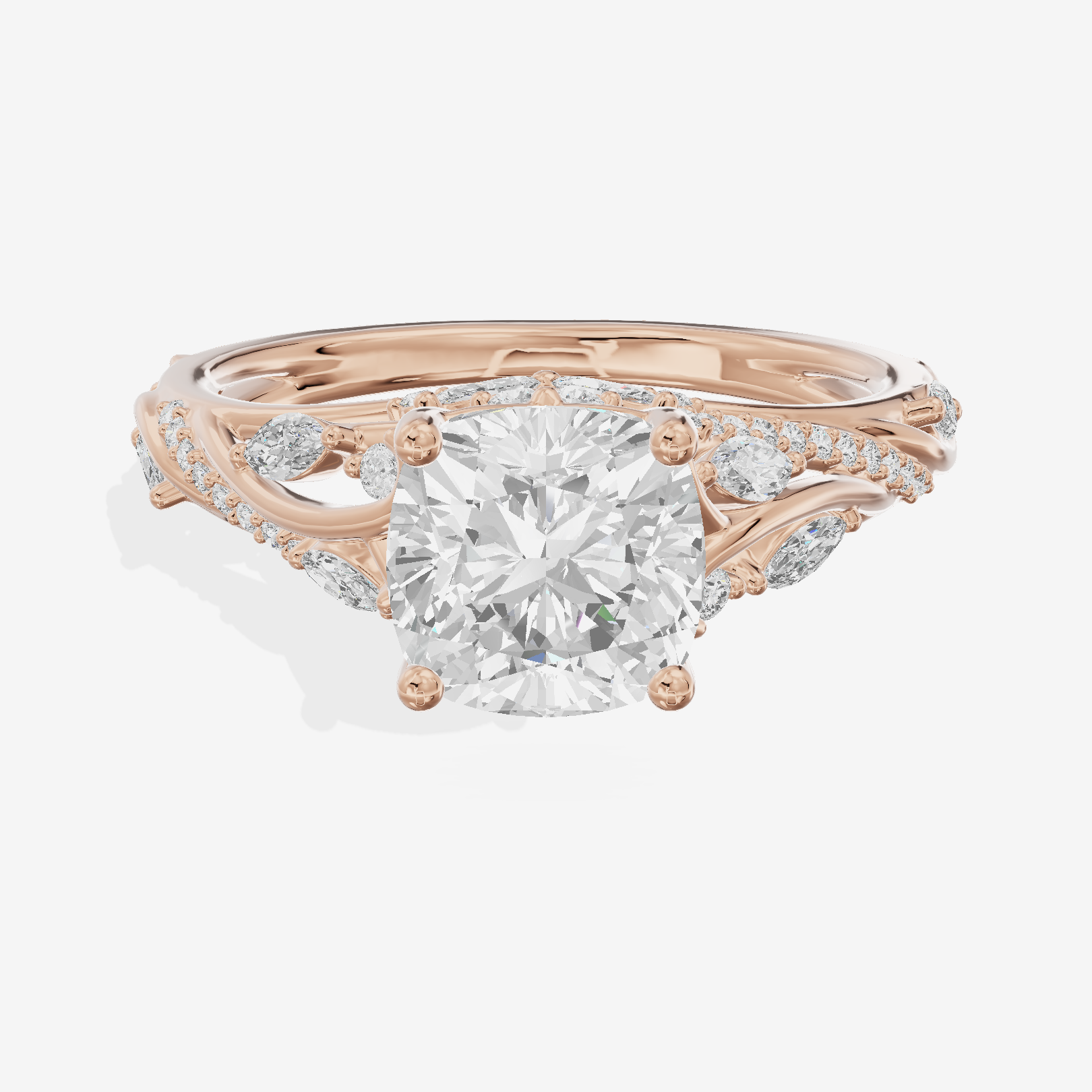 Twined Lumera Cushion Twisted Engagement Ring (1/2 ct. tw.) in 18K Rose Gold