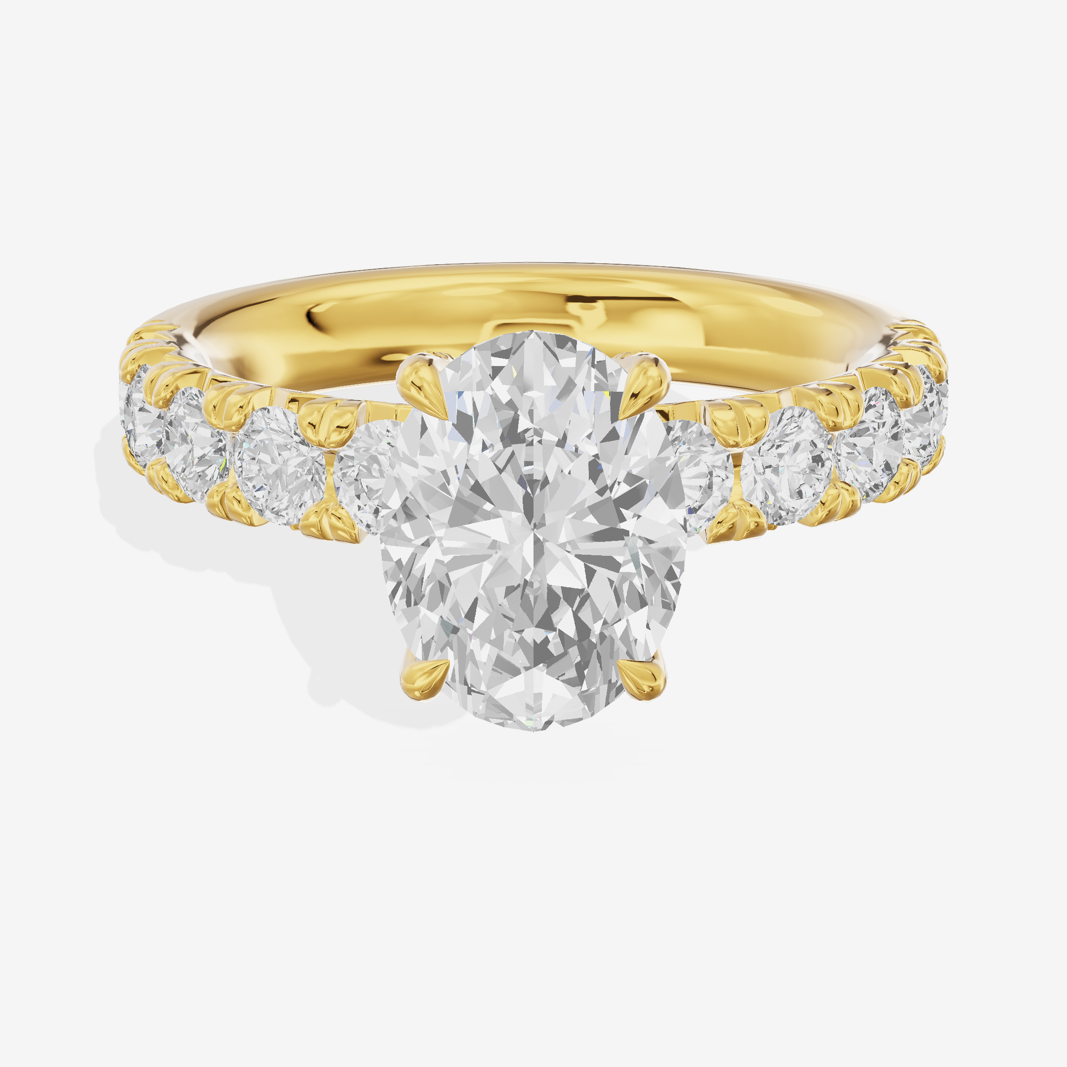 Lustrous Aurea Oval Engagement Ring with Side Stones (3/4 ct. tw.) in 14K Yellow Gold