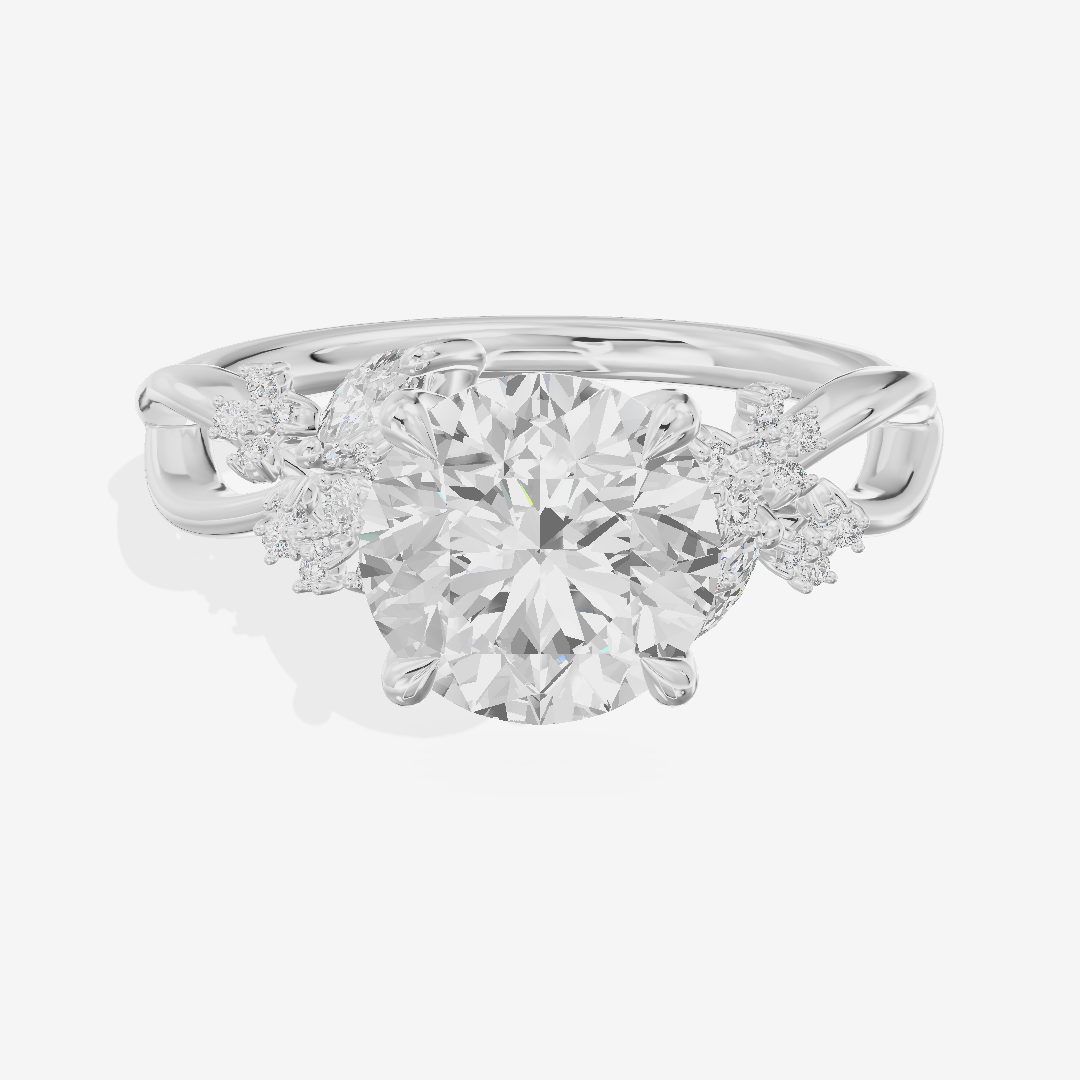 Classic Lightwoven Round Engagement Ring with Side Stones (1/4 ct. tw.) in 14K White Gold