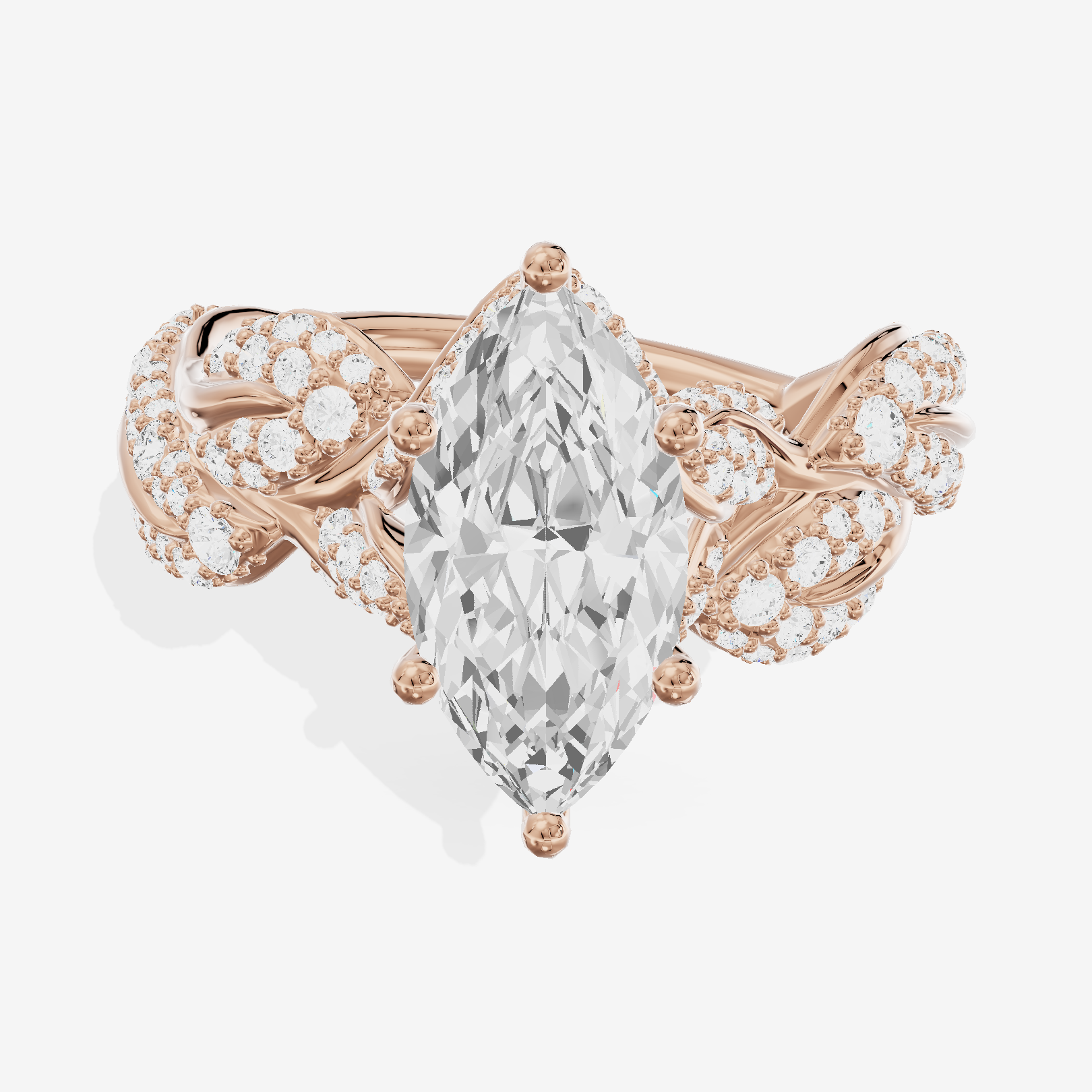 Luxe Eversince Marquise Engagement Ring with Side Stones (1/2 ct. tw.) in 18K Rose Gold