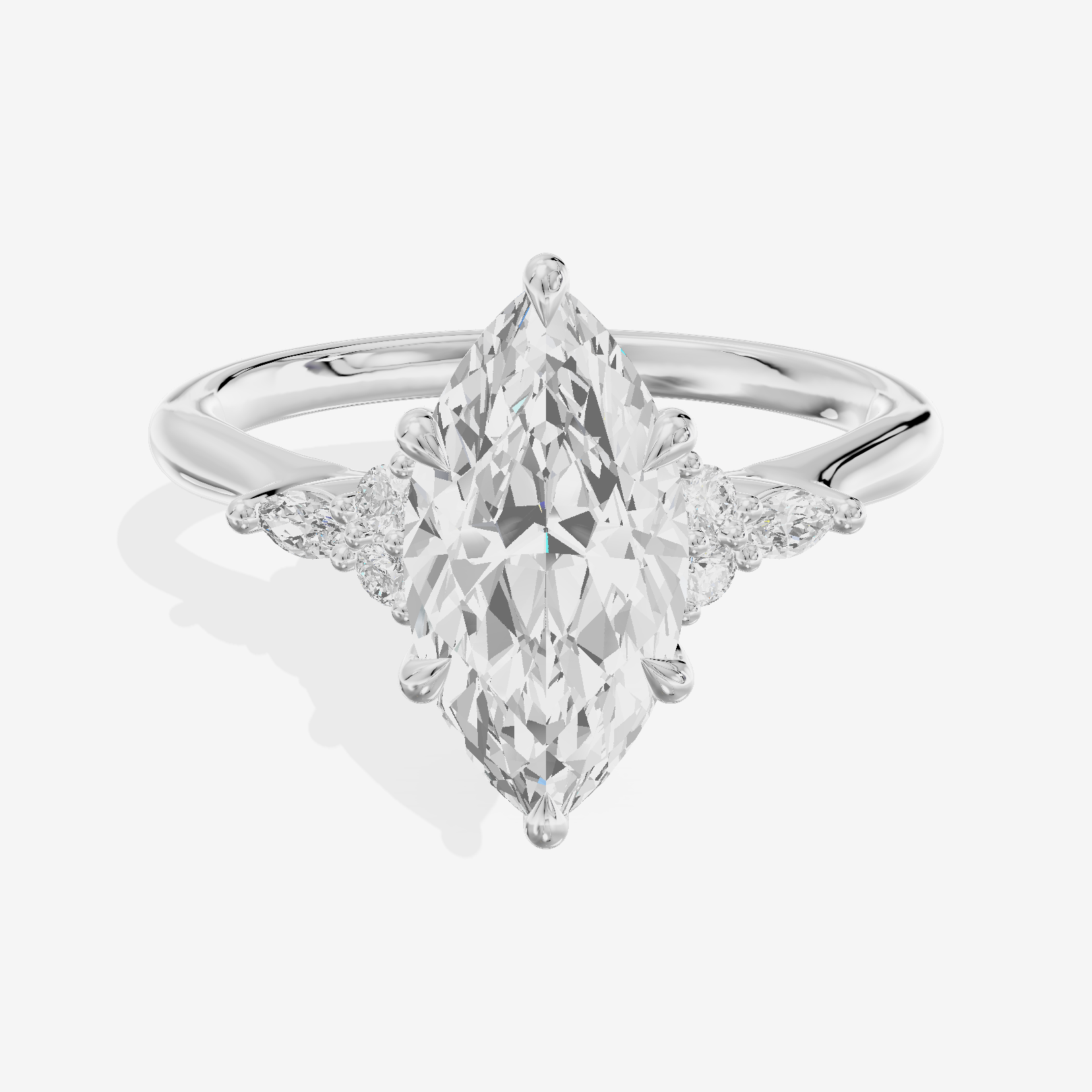 Tender Heartline Marquise Engagement Ring with Side Stones (1/10 ct. tw.) in 14K White Gold