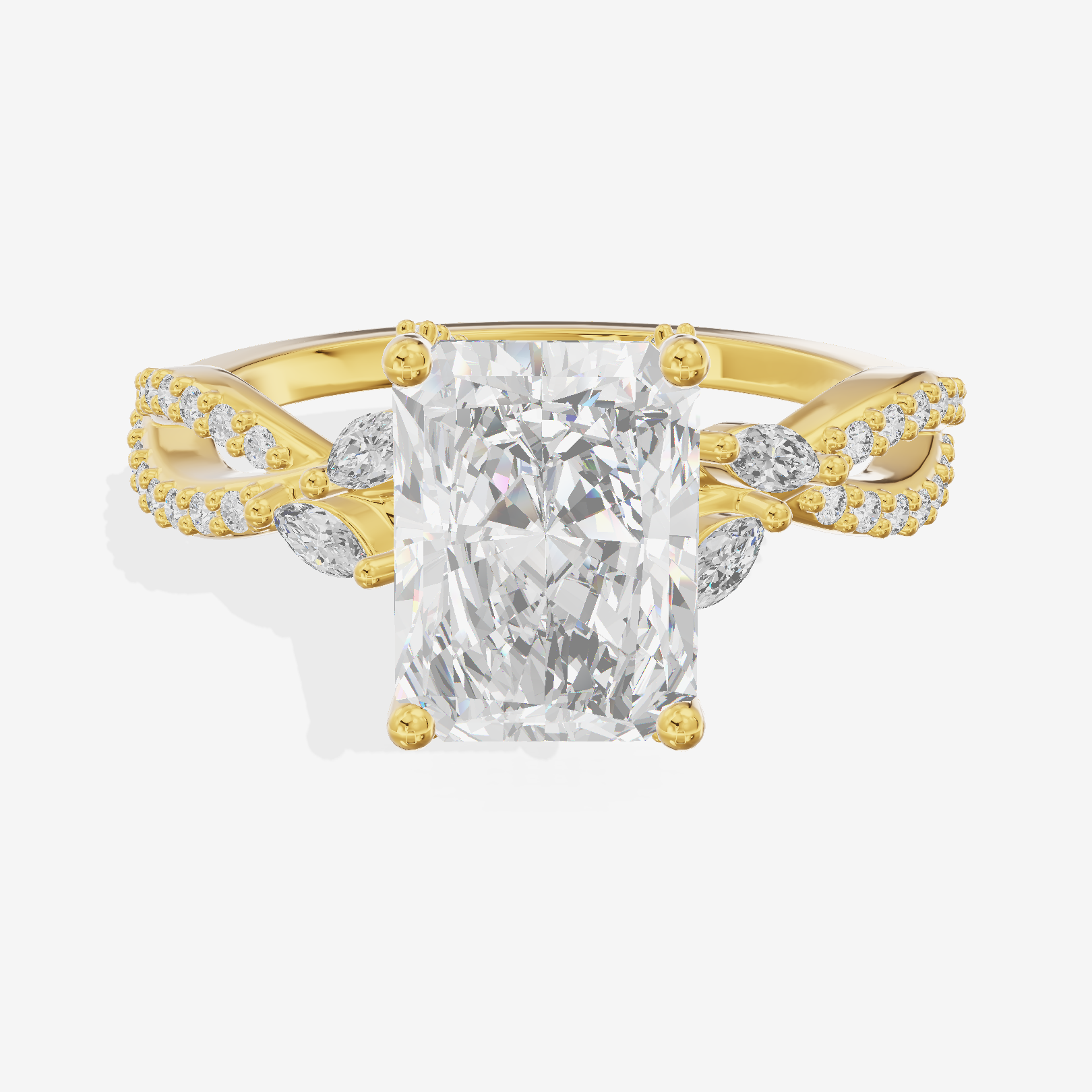 Luxe Heartline 1.5mm Radiant Engagement Ring with Side Stones (1/3 ct. tw.) in 18K Yellow Gold