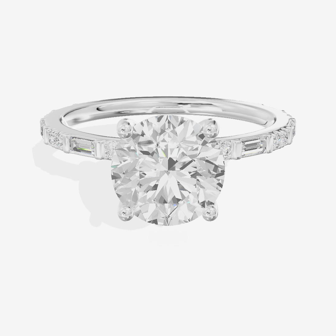 Twine Cathedral 1.8mm Round Solitaire Engagement Ring (1/2 ct. tw.) in 18K White Gold