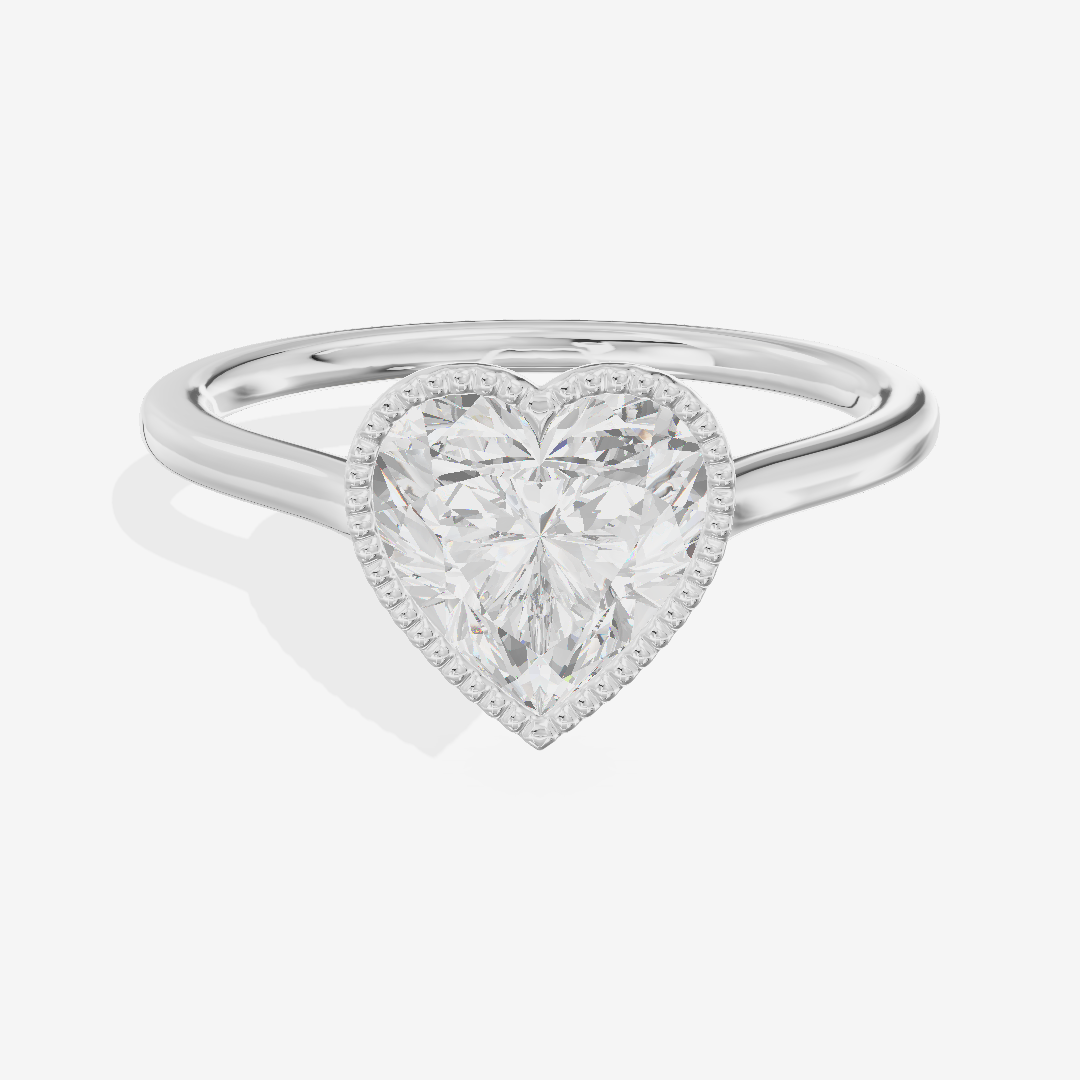 Modern Coeurine 1.5mm Heart Bezel Engagement Ring in 18K White Gold