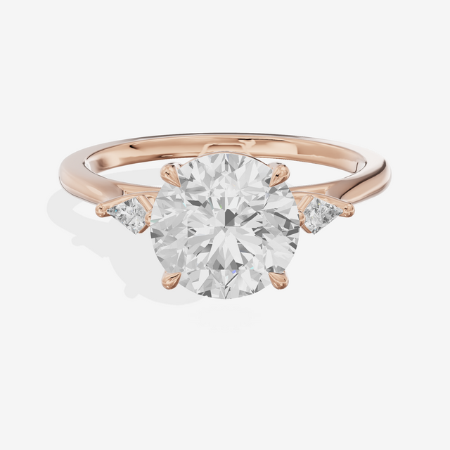 Petite Sincere Three Stone Round Engagement Ring (1/15 ct. tw.) in 18K Rose Gold