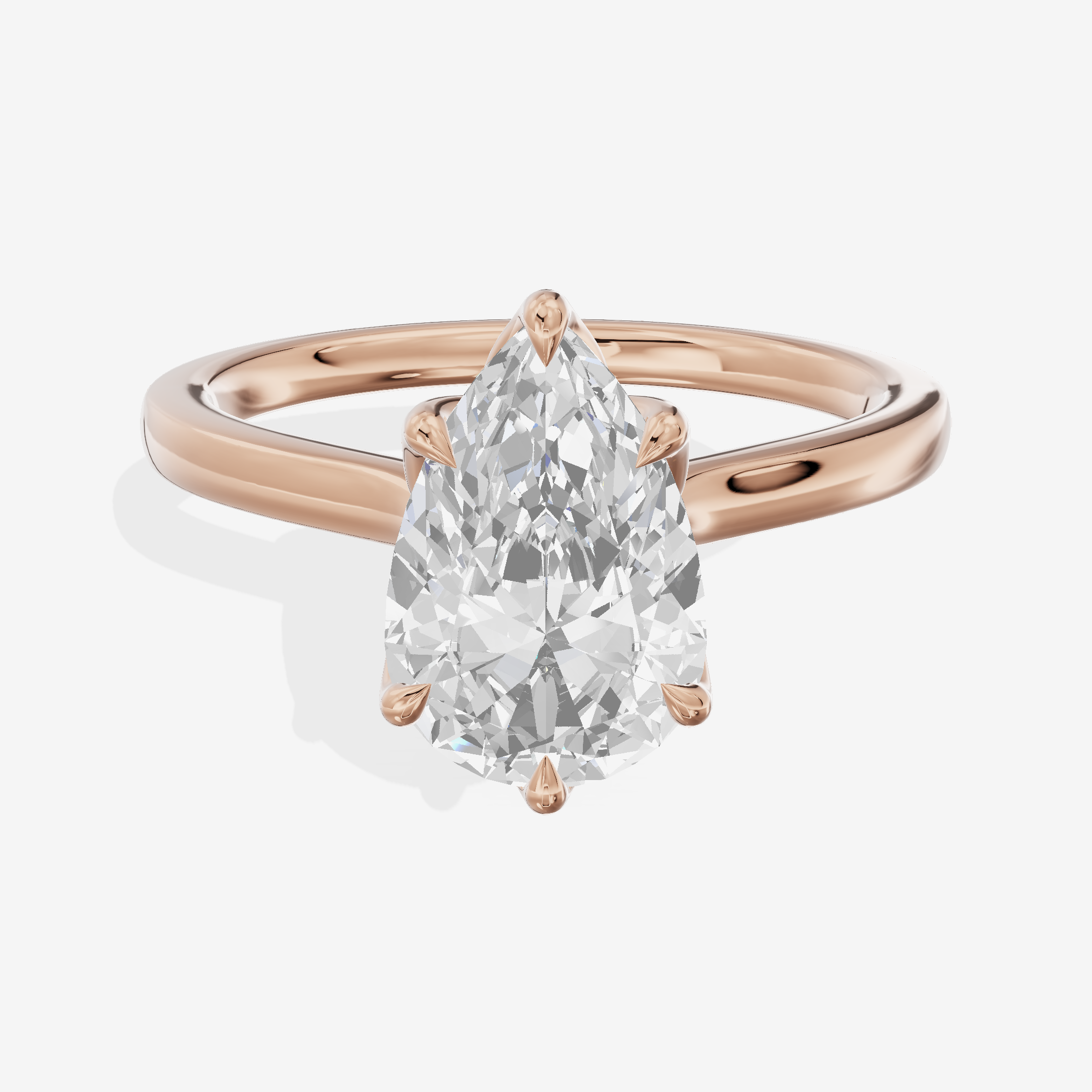 Pendulae Ring 1.8mm Pear Solitaire Engagement Ring in 14K Rose Gold