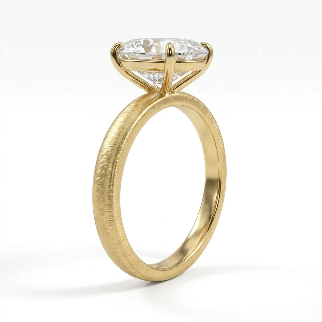 Solitaire Oval Engagement Ring (3.5 ct.) in 18K Yellow Gold