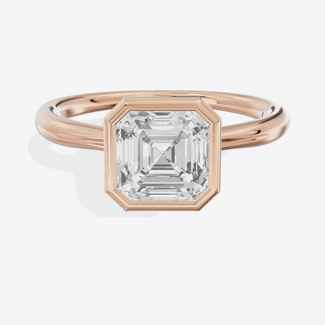 Coeurine Bezel 2mm Asscher Solitaire Engagement Ring in 18K Rose Gold
