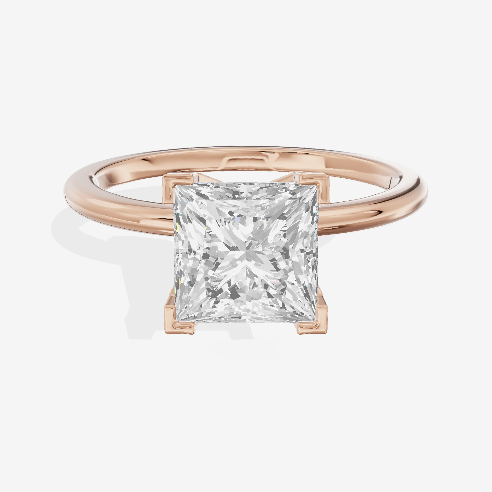 Coeurine 1.5mm Princess Comfort Fit Engagement Ring in 18K Rose Gold