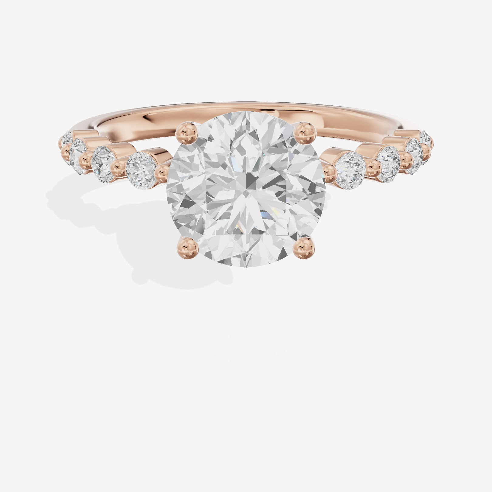Lustrous Aimora 3mm Round Solitaire Engagement Ring in 14K Rose Gold