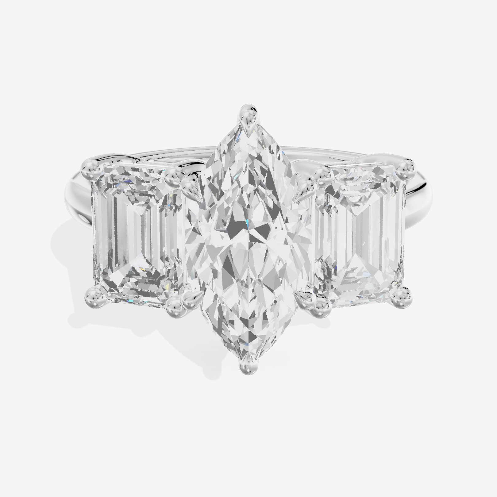 Luxe Whisper Three Stone Marquise Engagement Ring (3/4 ct. tw.) in Platinum