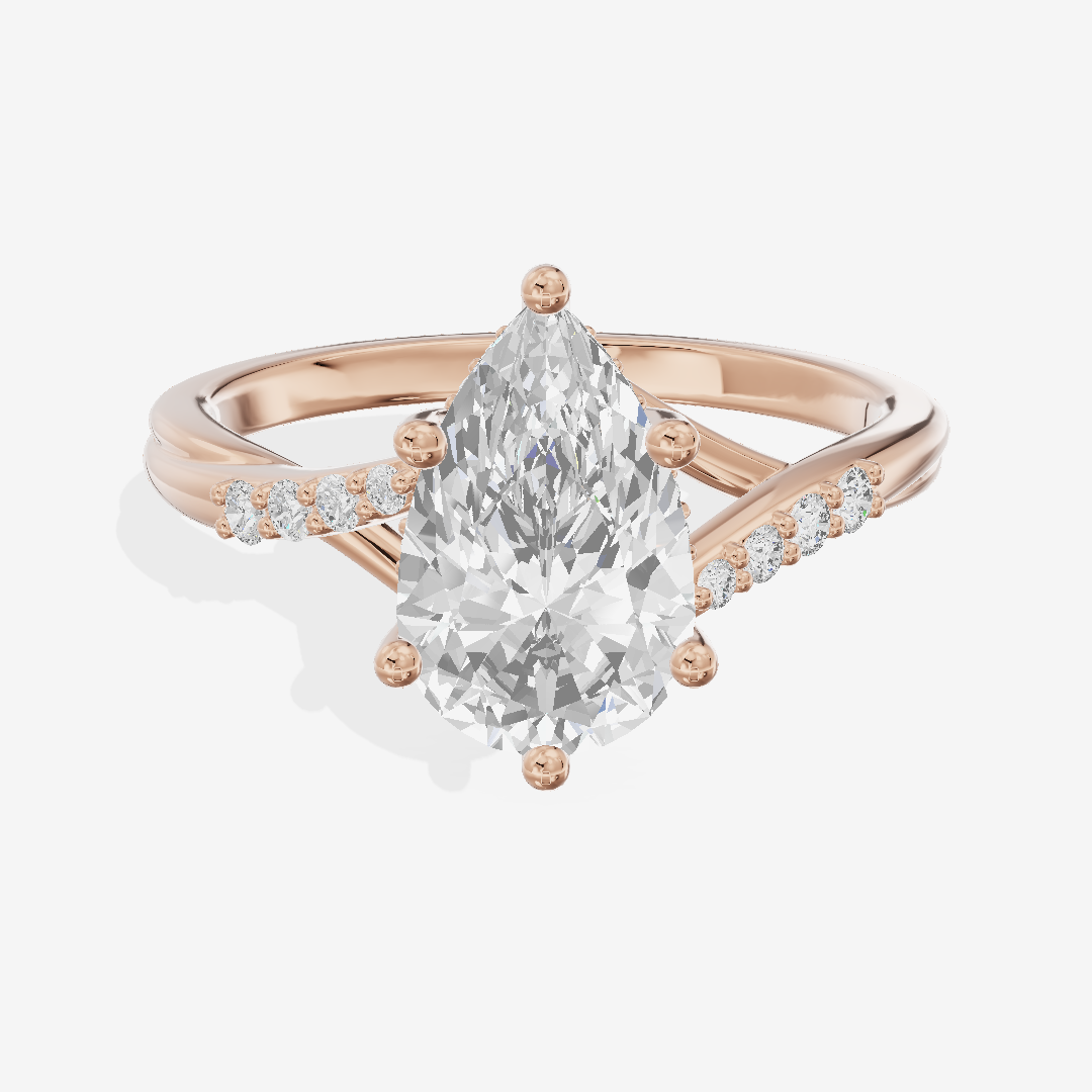 Aimora Hidden Halo Pear Engagement Ring (1/8 ct. tw.) in 14K Rose Gold