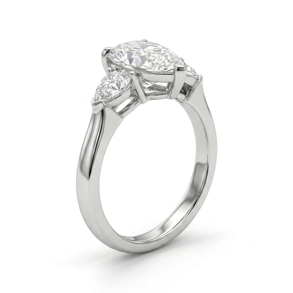 Three Stone Pear Engagement Ring (3.35 ct. tw.) in 18K White Gold