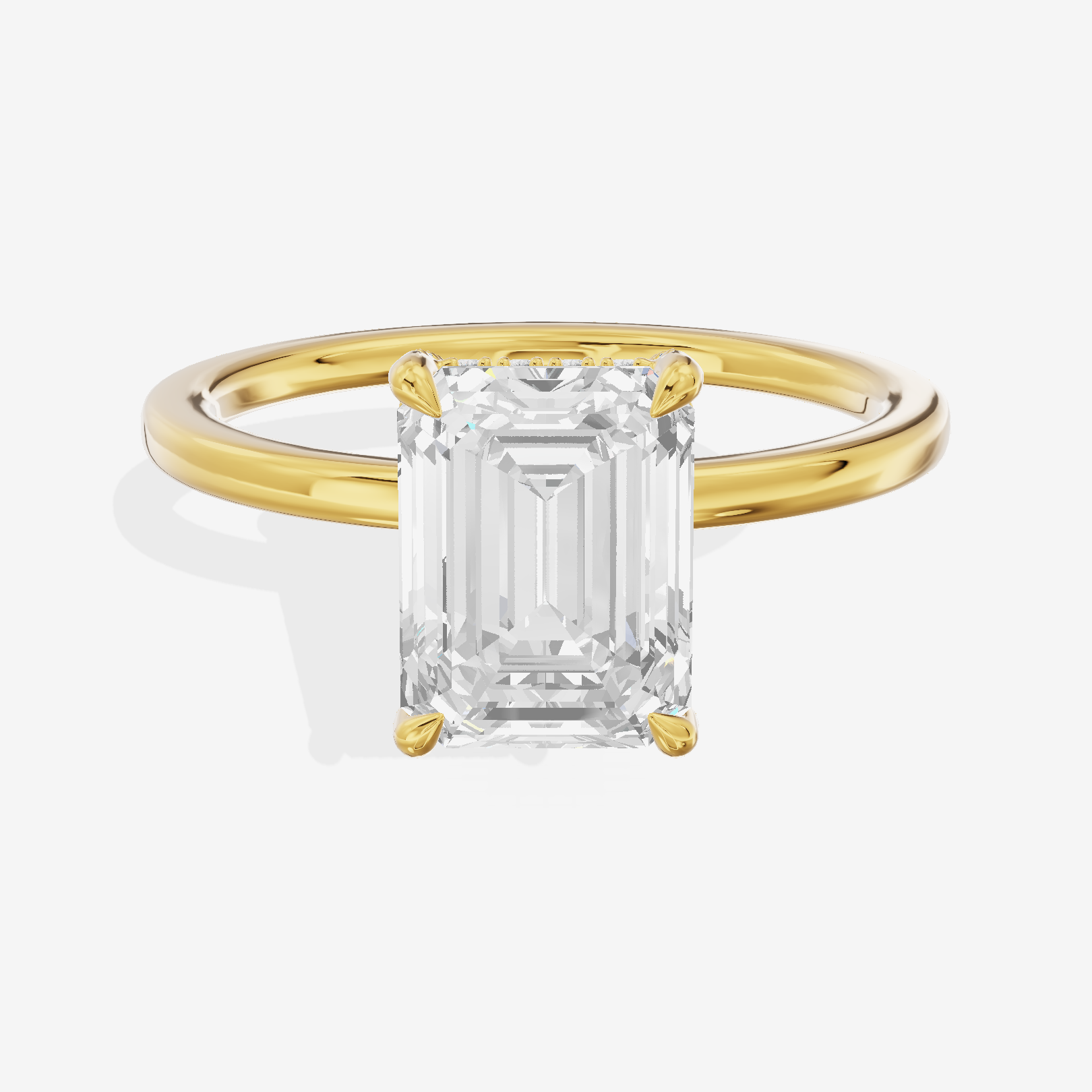 Lustrous Linger Emerald Engagement Ring with Side Stones (1/10 ct. tw.) in 18K Yellow Gold