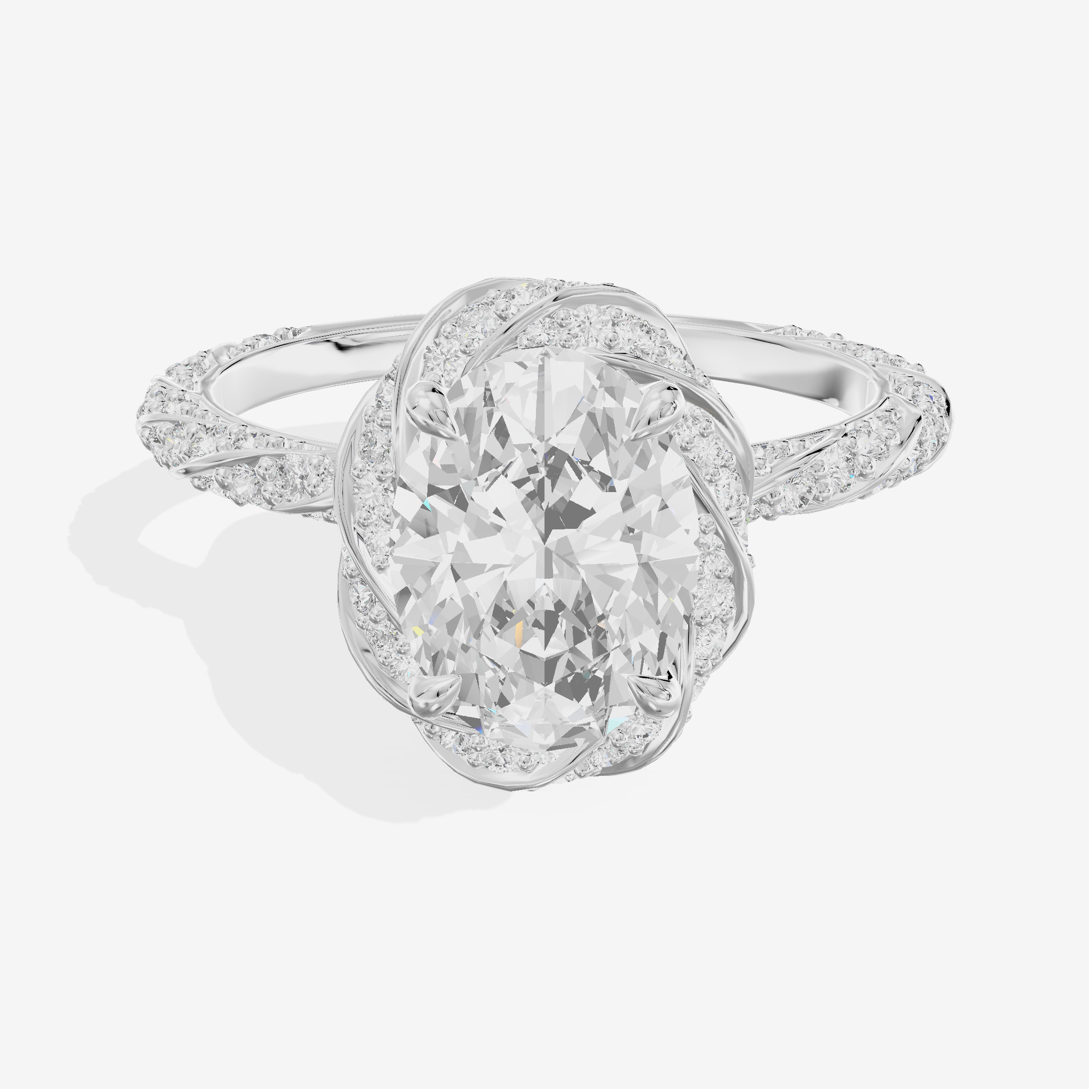 Grand Aimora Oval Engagement Ring with Hidden Halos (1/20 ct. tw.) in 14K White Gold
