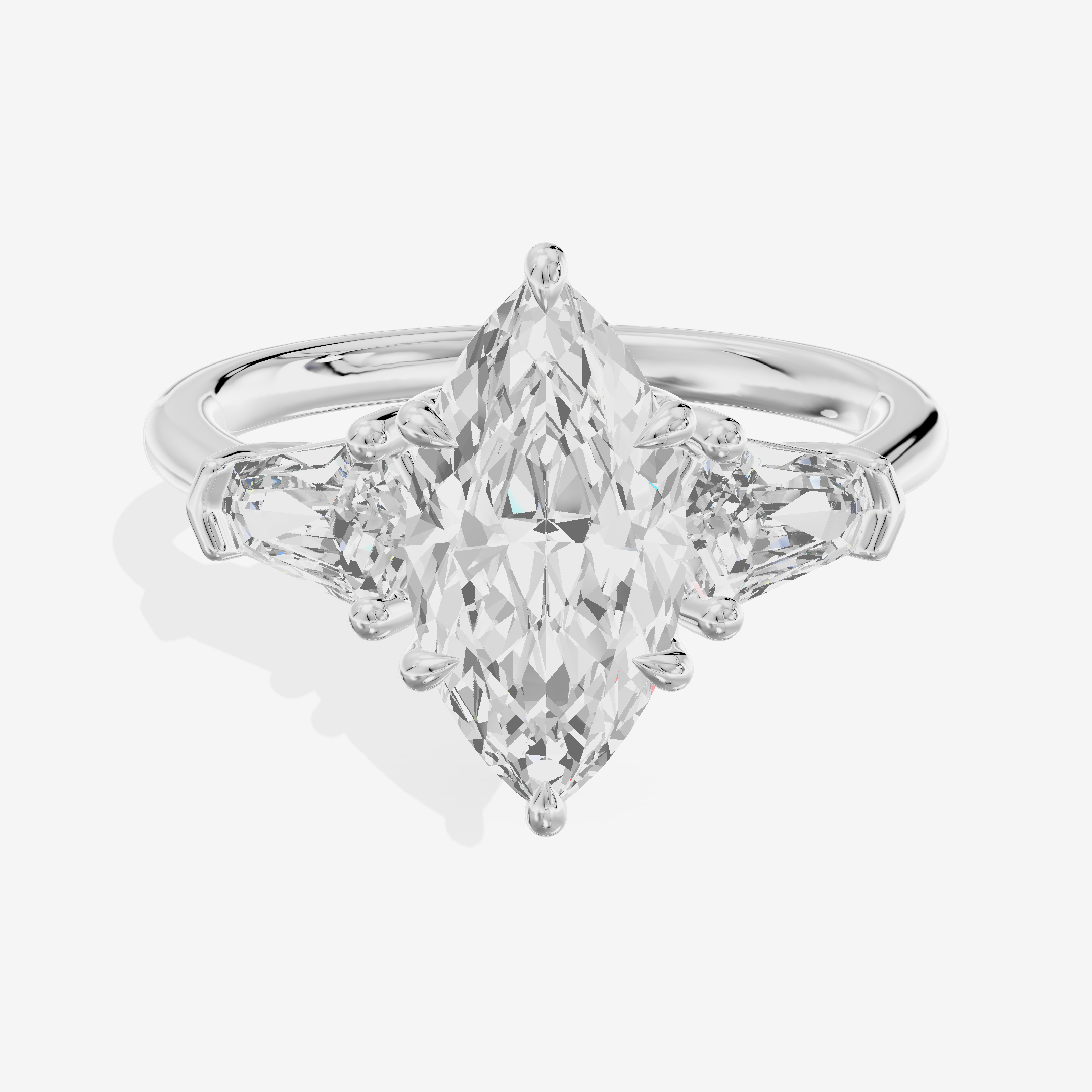 Classic Mirth Marquise Three Stone Engagement Ring (1/2 ct. tw.) in 14K White Gold