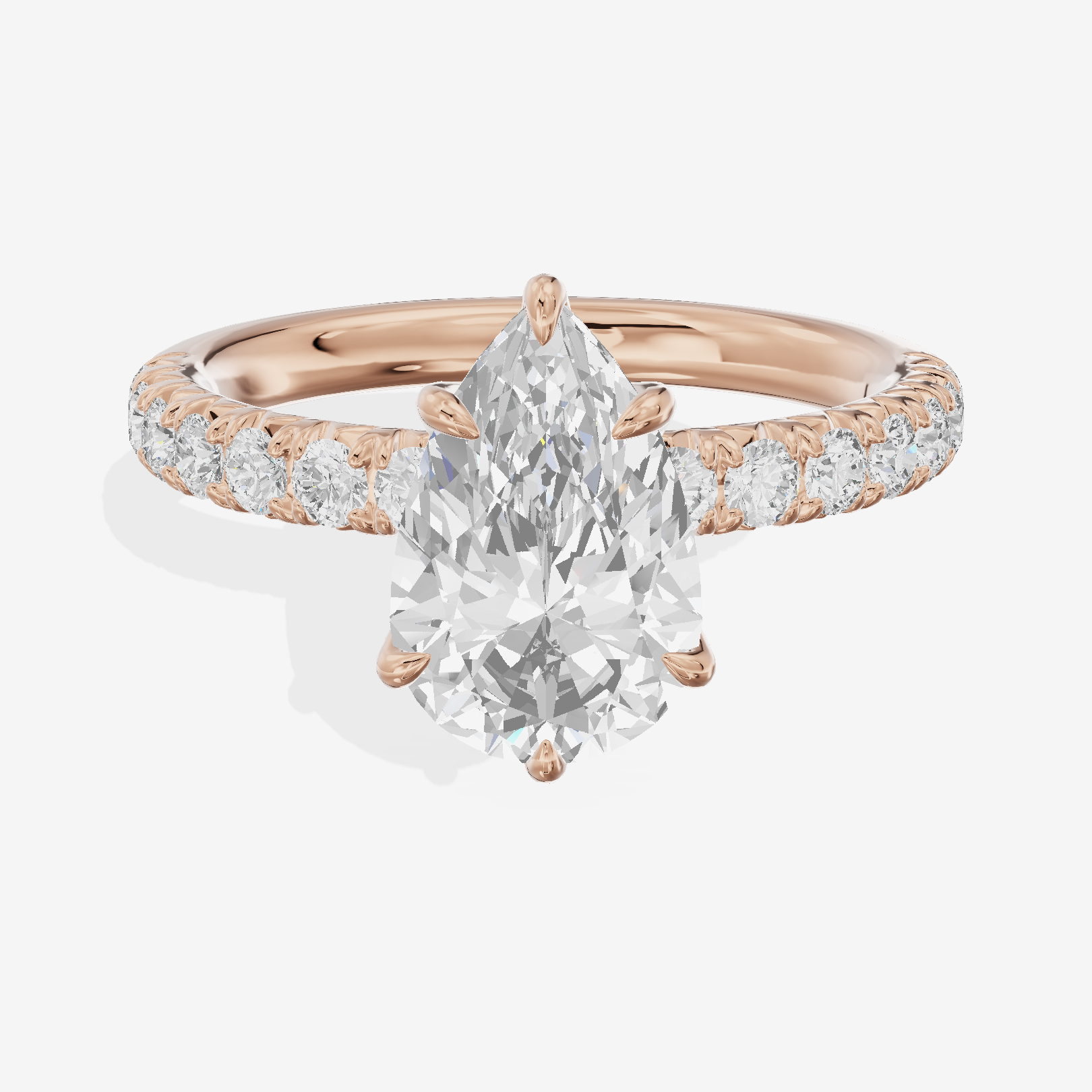 Luxe Aurea Pear Engagement Ring with Side Stones (3/8 ct. tw.) in 18K Rose Gold
