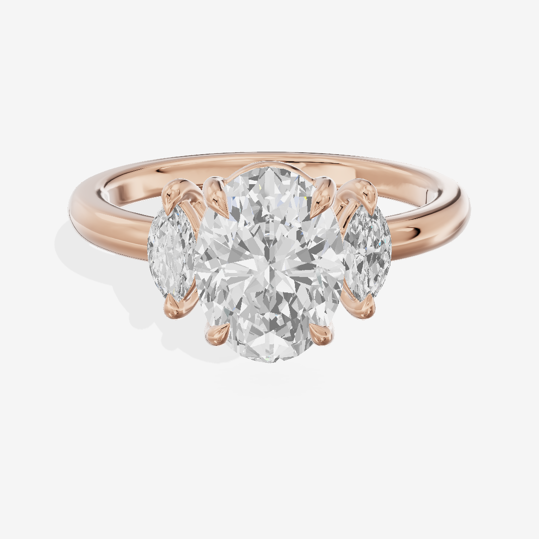Classic Sincere Three Stone Oval Engagement Ring (1/3 ct. tw.) in 14K Rose Gold