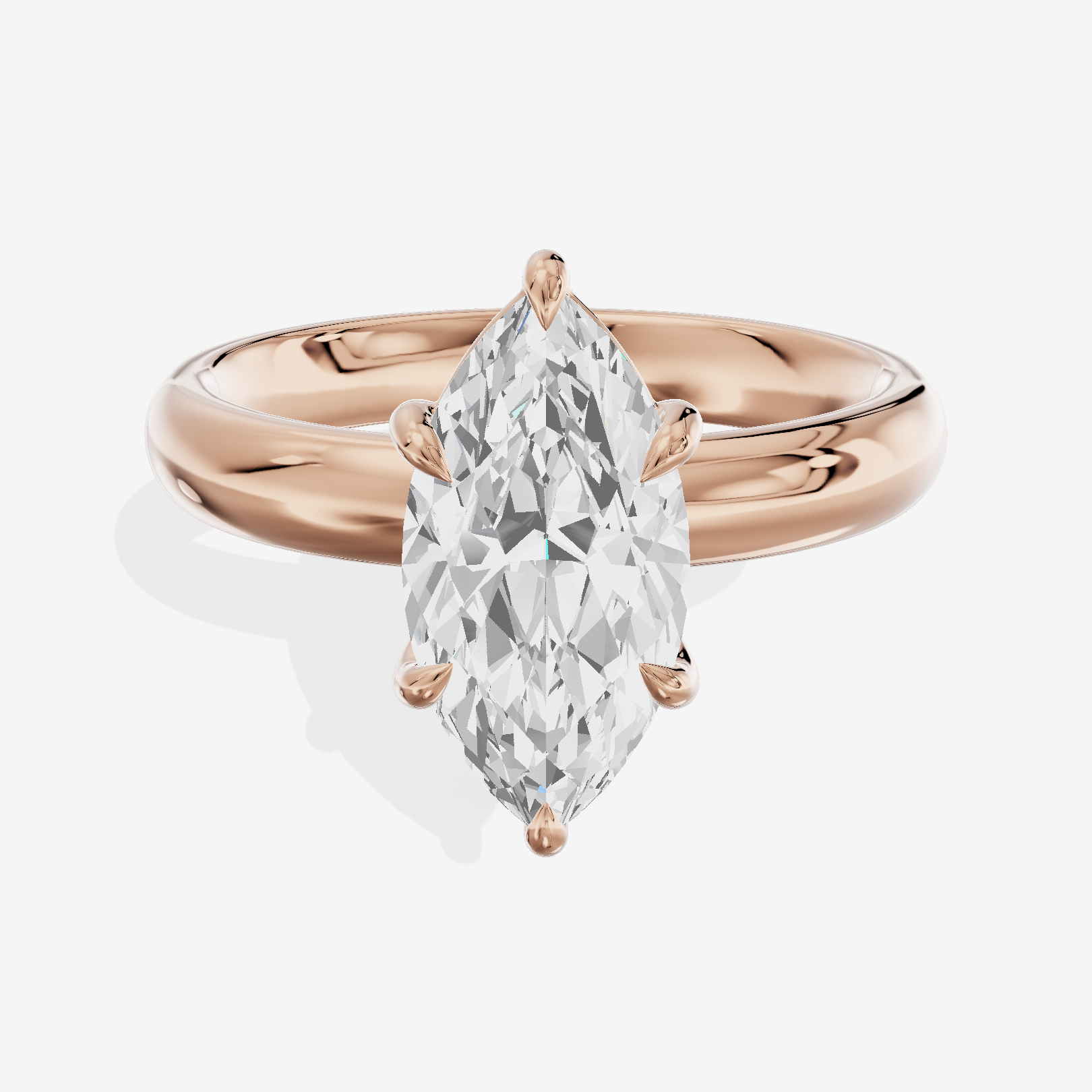 Whisper 3mm Marquise Solitaire Engagement Ring in 18K Rose Gold