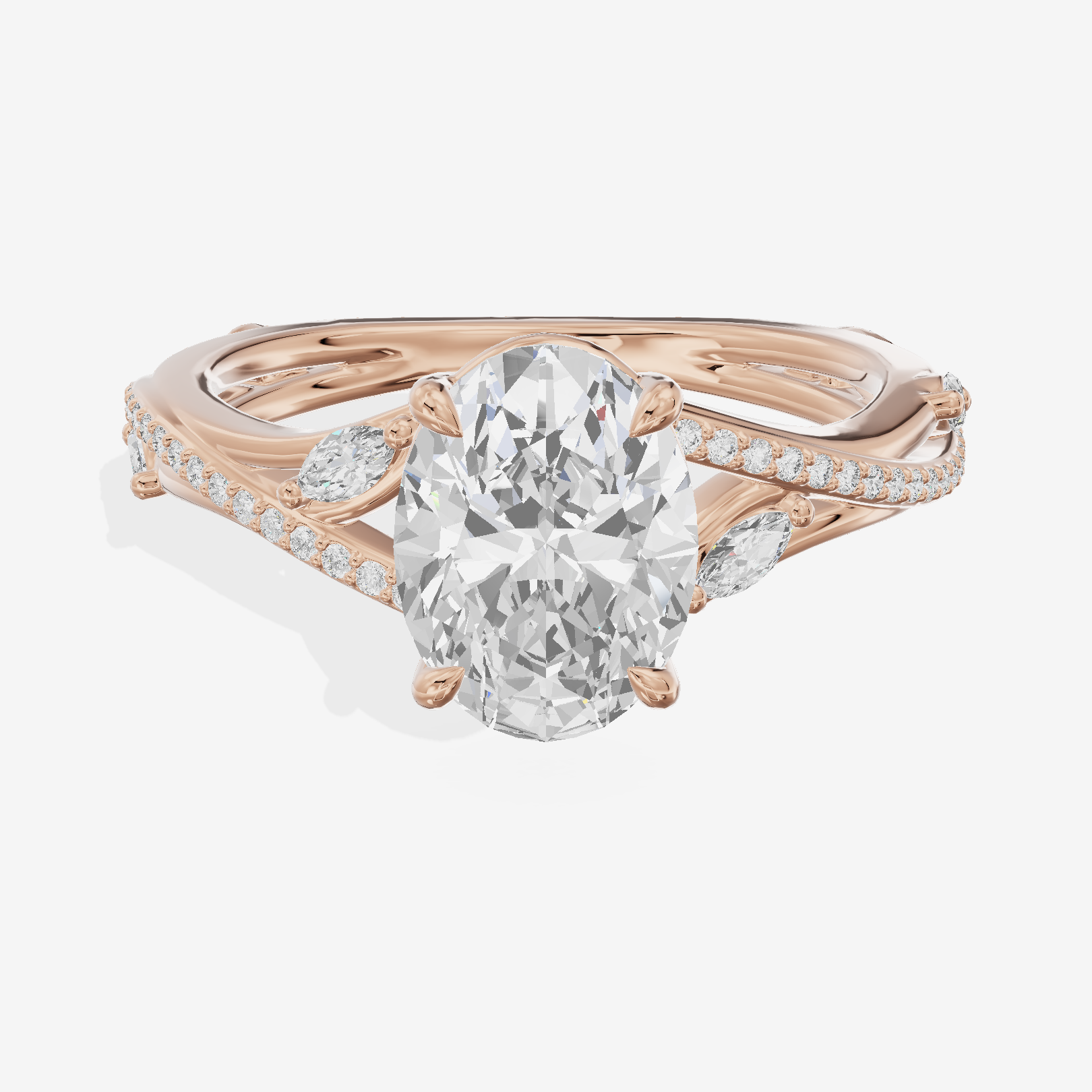 Twined Adorae Oval Twisted Engagement Ring (1/4 ct. tw.) in 18K Rose Gold