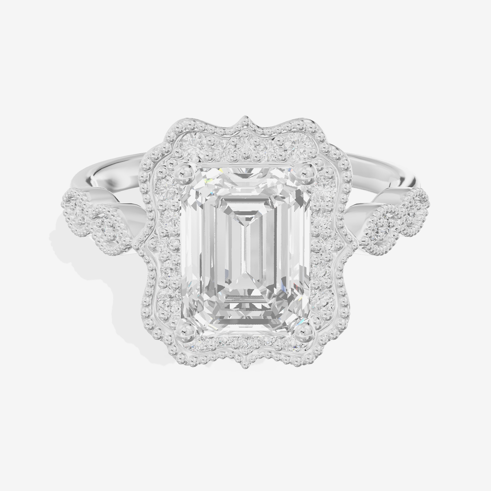 Luxe Liviana Emerald Halo Engagement Ring (2/3 ct. tw.) in 14K White Gold