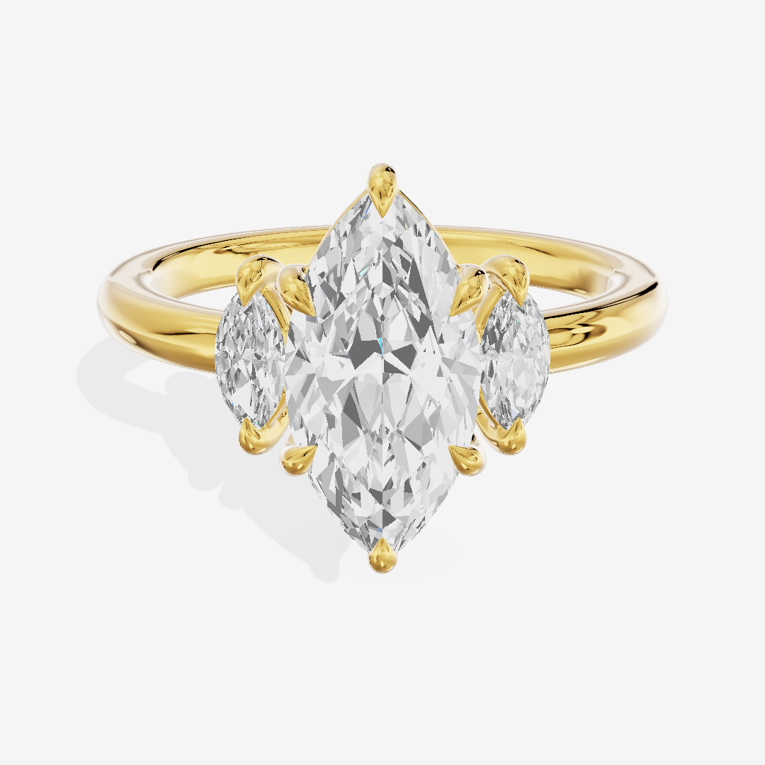 Classic Sincere Three Stone Marquise Engagement Ring (1/3 ct. tw.) in 18K Yellow Gold