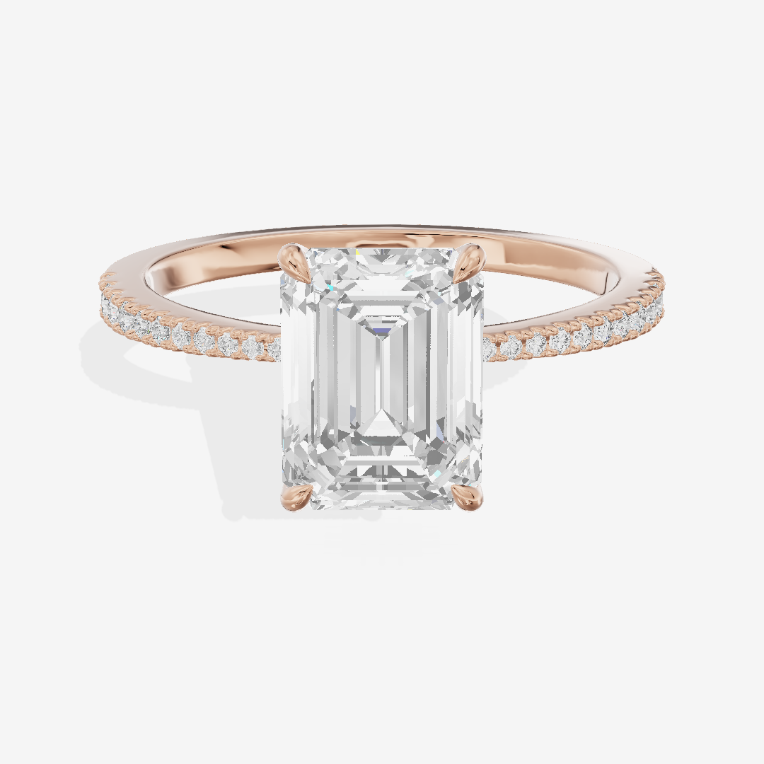 Grand Tender Emerald Engagement Ring with Side Stones (1/8 ct. tw.) in 18K Rose Gold