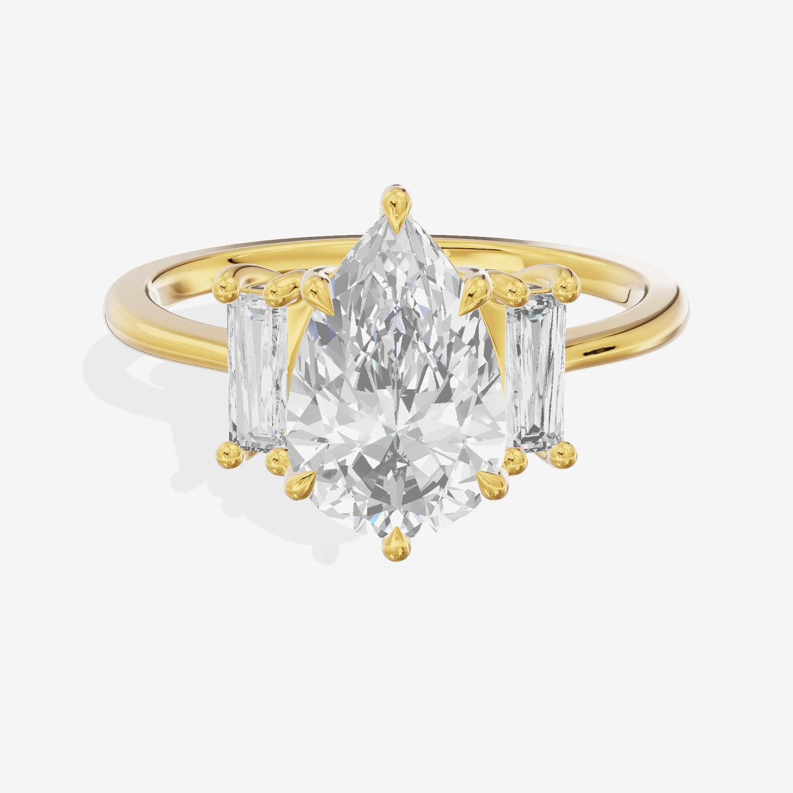 Eversince Three Stone Pear Engagement Ring (1/4 ct. tw.) in 14K Yellow Gold