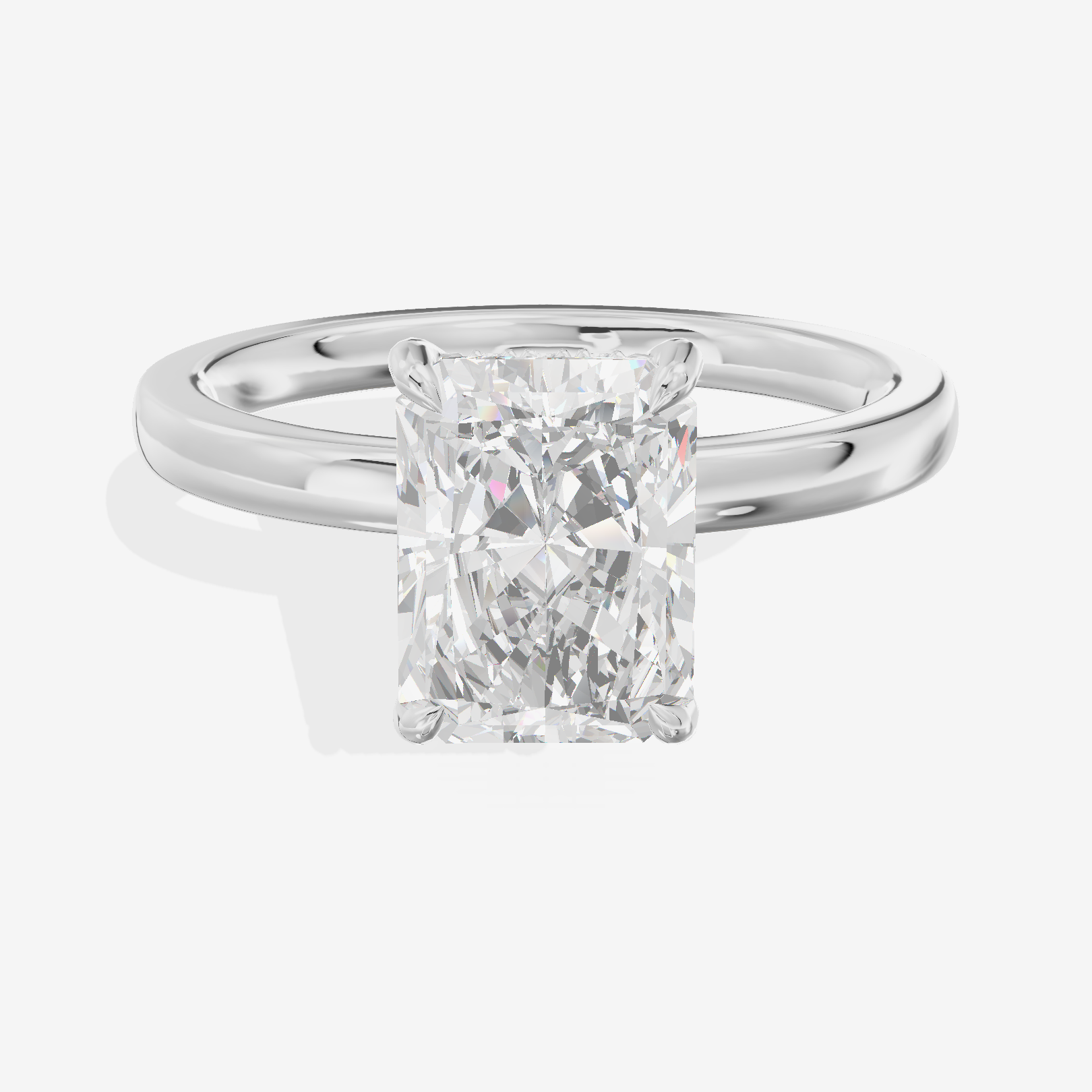 Classic Tensare Radiant Engagement Ring with Hidden Halos (1/15 ct. tw.) in Platinum