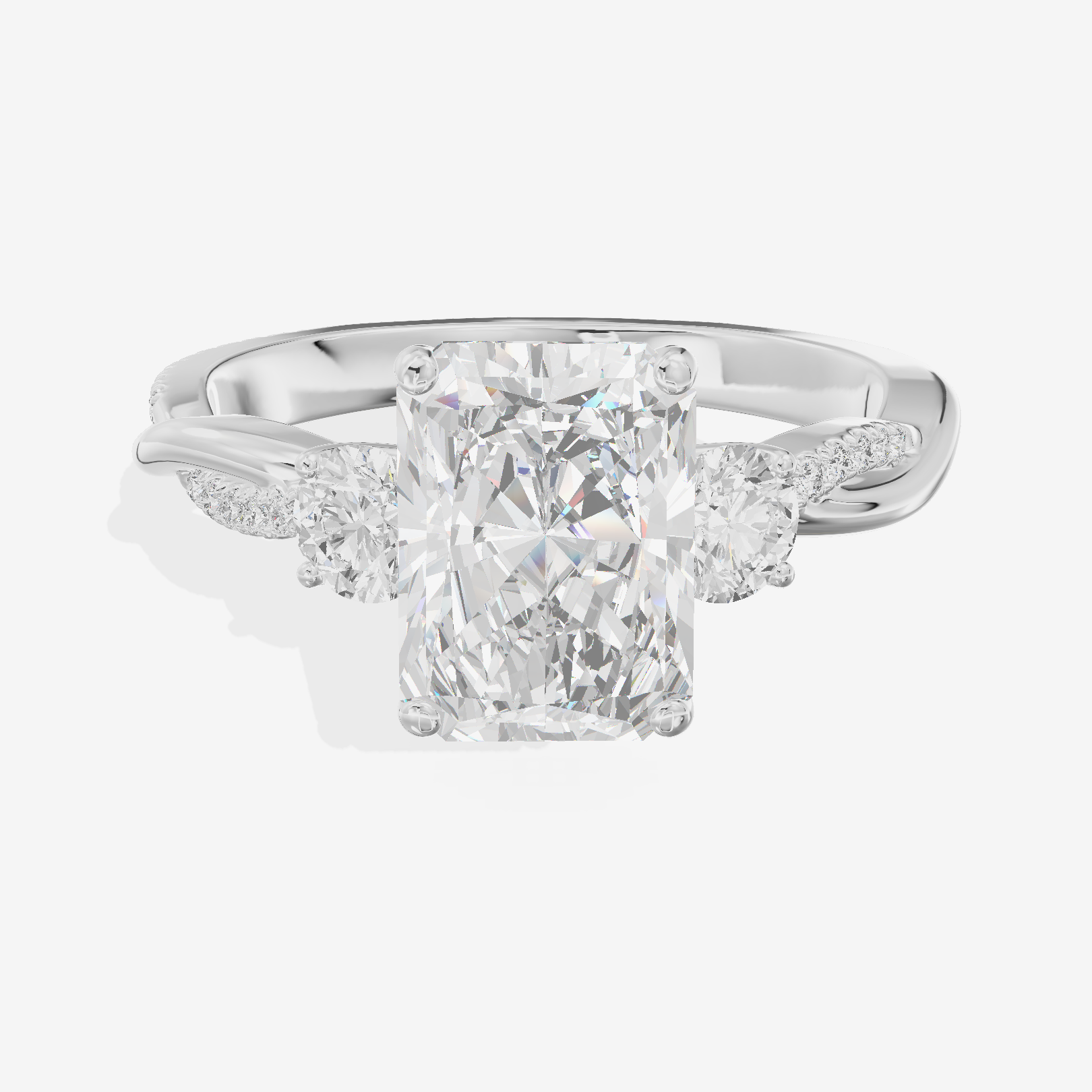 Luxe Selenia Three Stone Radiant Engagement Ring (1 ct. tw.) in Platinum