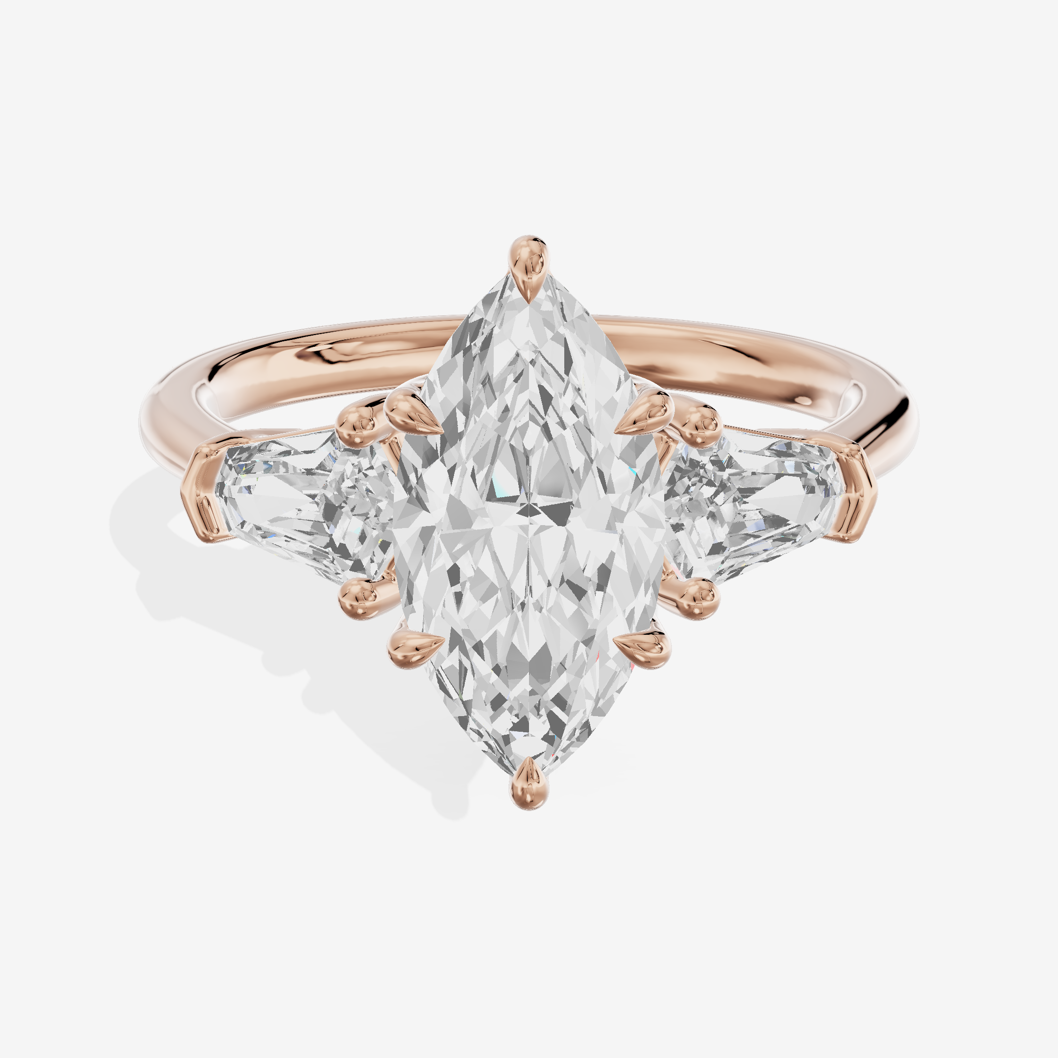 Classic Mirth Marquise Three Stone Engagement Ring (1/2 ct. tw.) in 14K Rose Gold