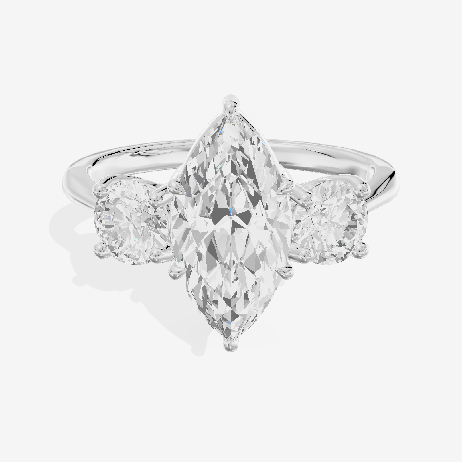 Luxe Trueheart Three Stone Marquise Engagement Ring (2/3 ct. tw.) in 18K White Gold