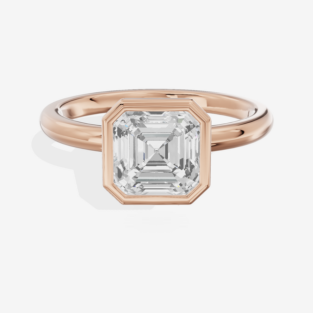 Tensare Bezel 2mm Asscher Solitaire Engagement Ring in 18K Rose Gold