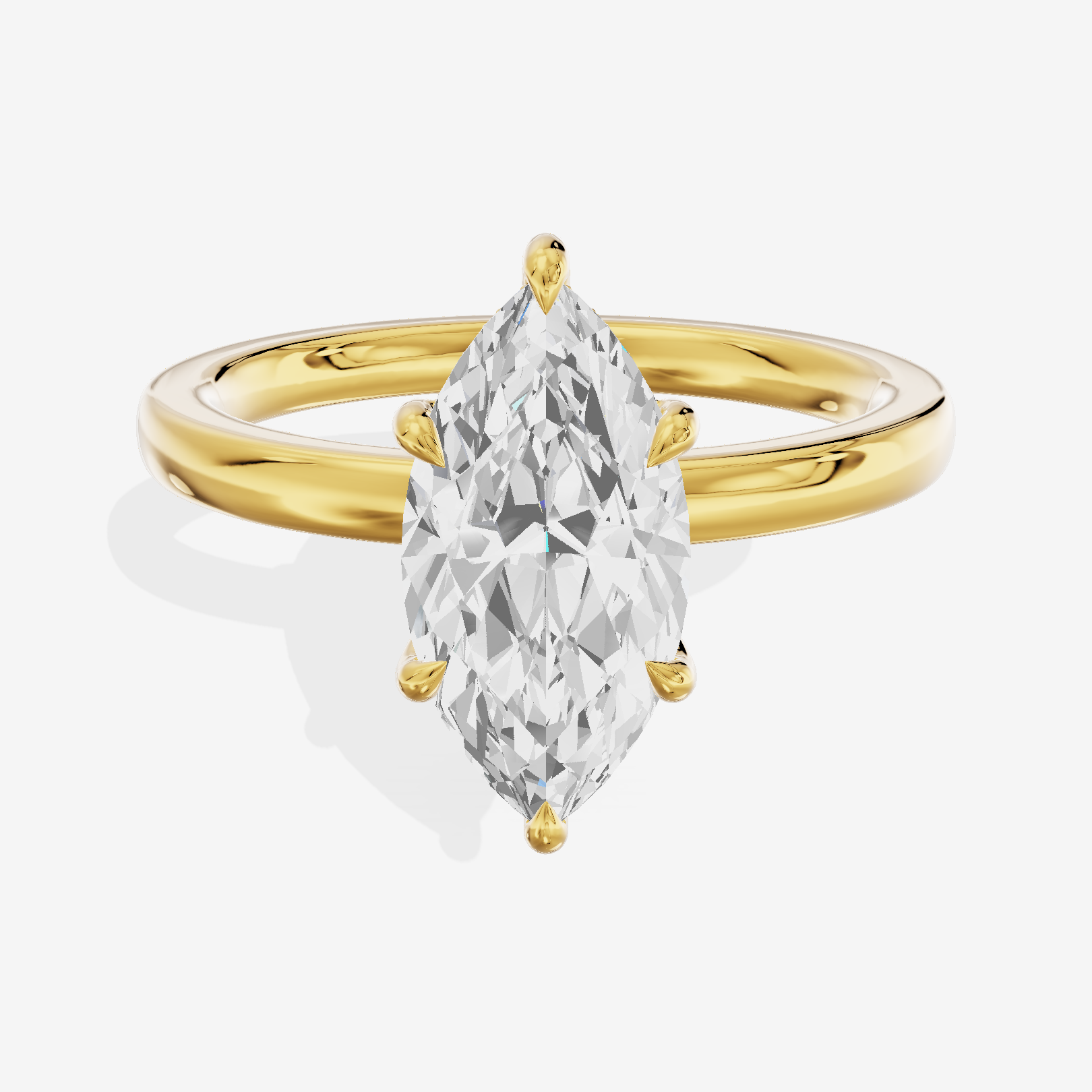 Classic Tensare Marquise Engagement Ring with Hidden Halos (1/15 ct. tw.) in 18K Yellow Gold