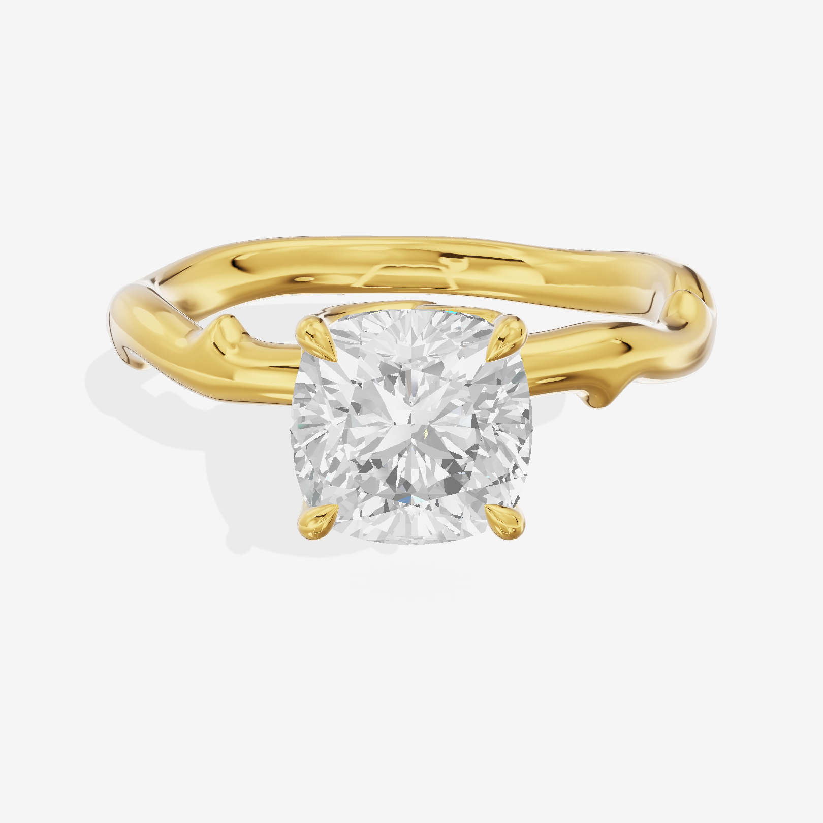 Vowsae Cathedral 2.2mm Cushion Solitaire Engagement Ring in 14K Yellow Gold