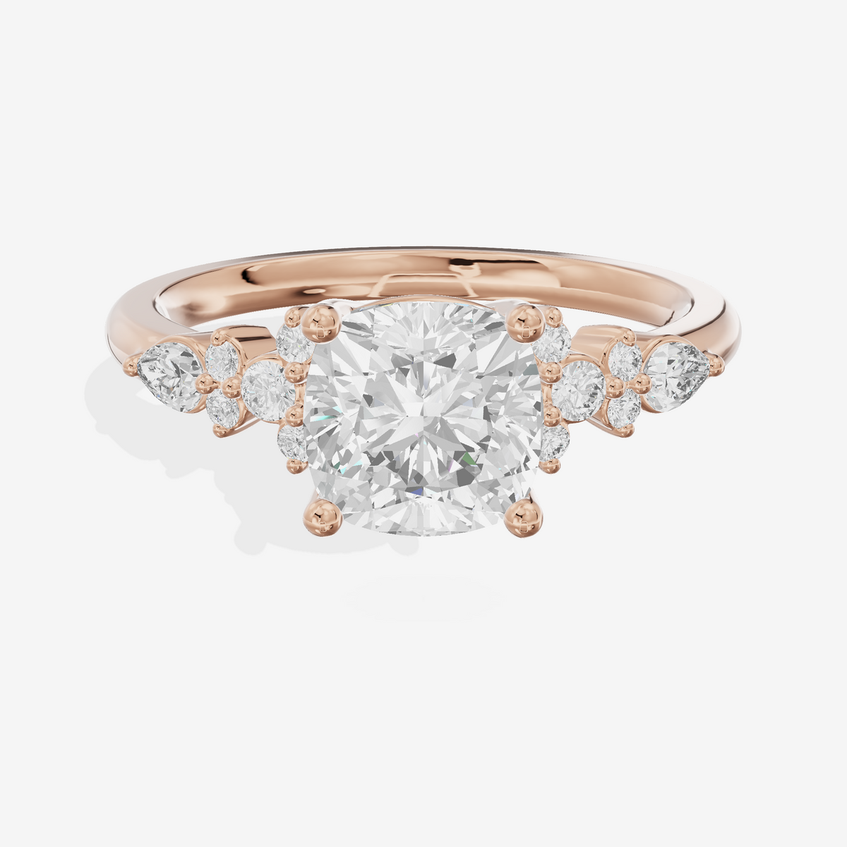 Tender Adorae Cushion Engagement Ring with Side Stones (1/5 ct. tw.) in 14K Rose Gold