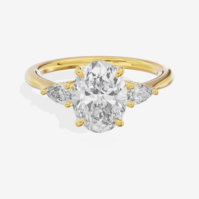 Petite Vowsae Three Stone Oval Engagement Ring (1/4 ct. tw.) in 18K Yellow Gold