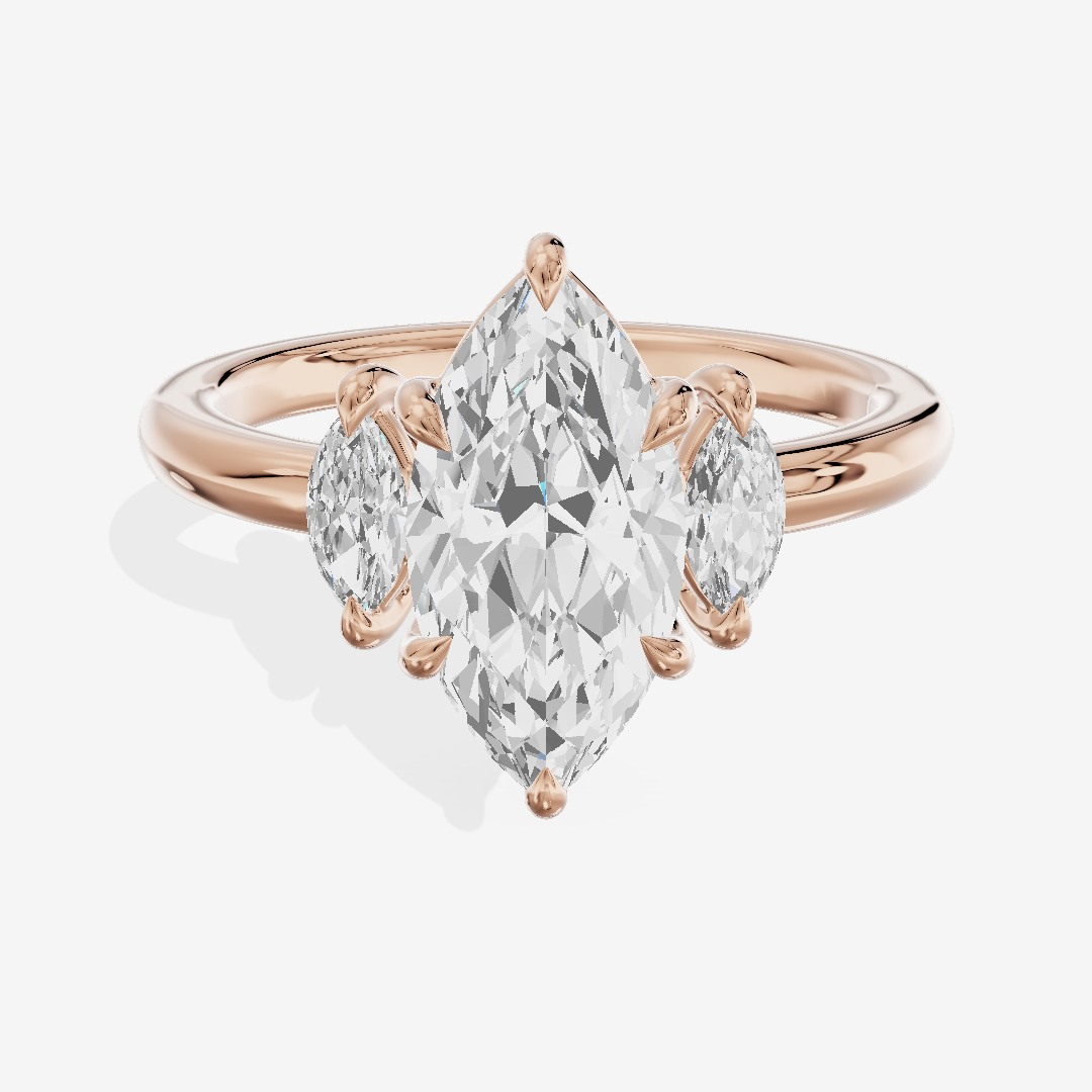 Classic Sincere Three Stone Marquise Engagement Ring (1/3 ct. tw.) in 18K Rose Gold