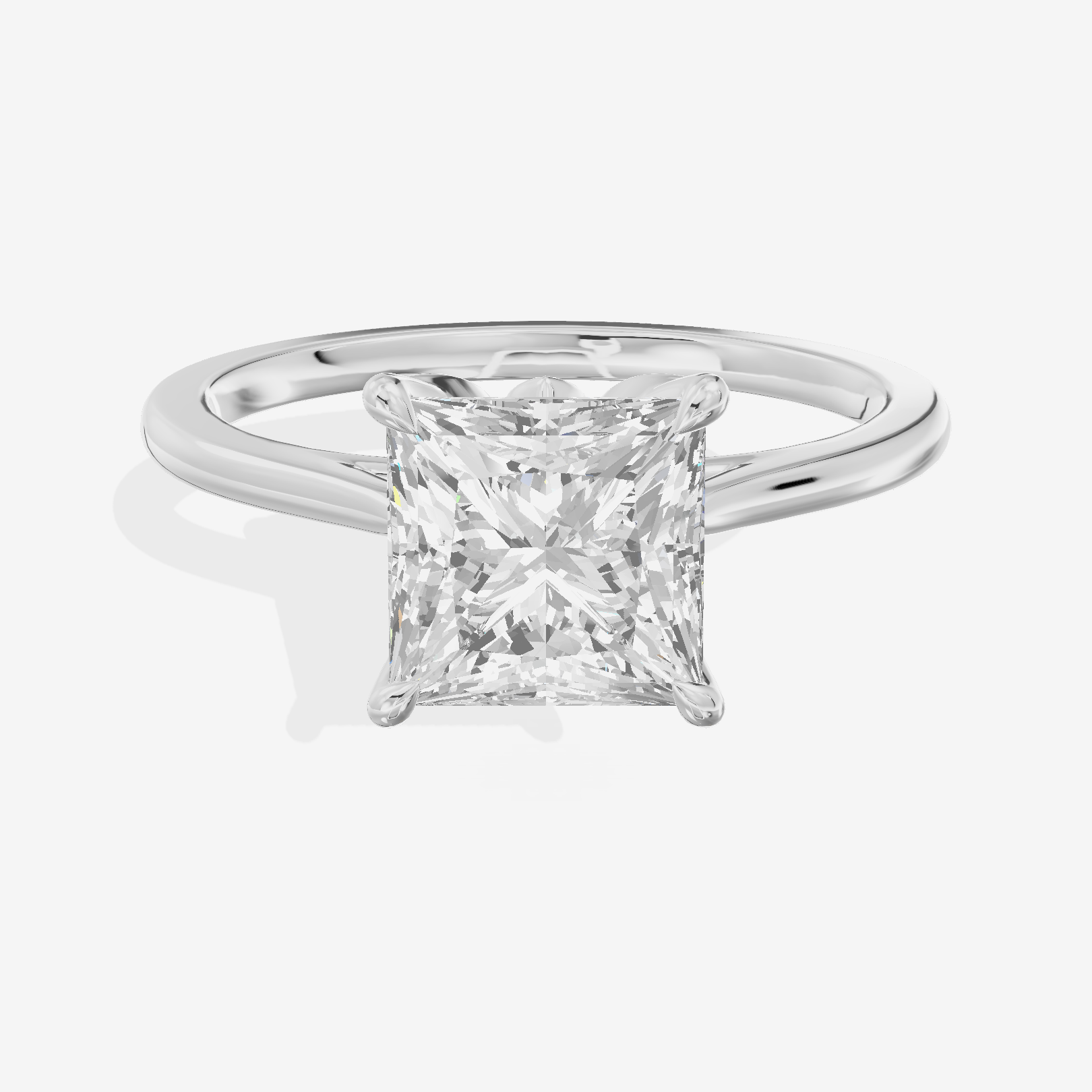 Coeurine Cathedral 1.5mm Princess Solitaire Engagement Ring in 14K White Gold