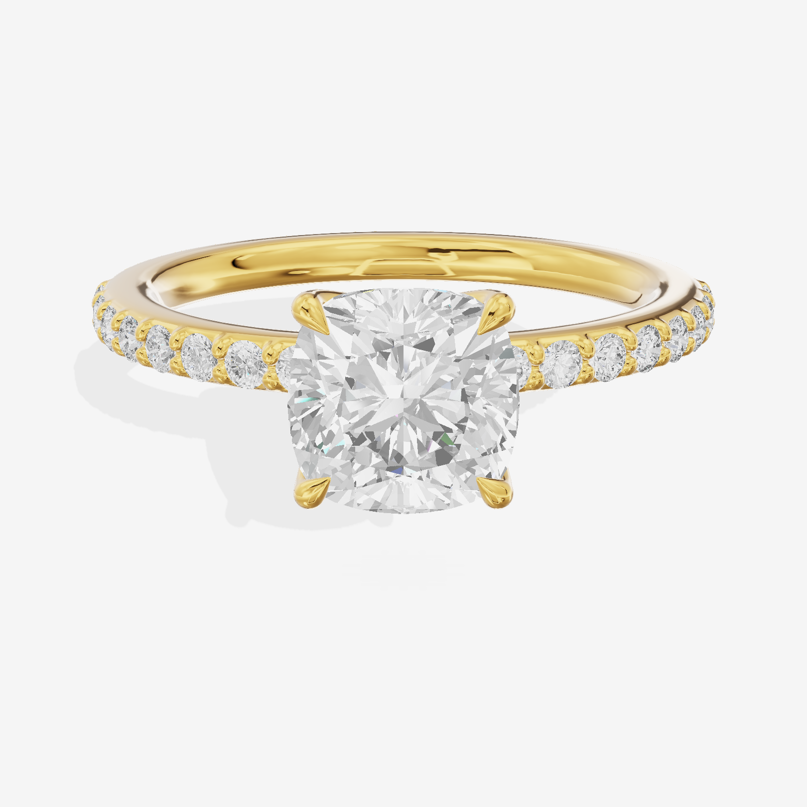Luxe Whisper Cushion Engagement Ring with Side Stones (1/4 ct. tw.) in 14K Yellow Gold