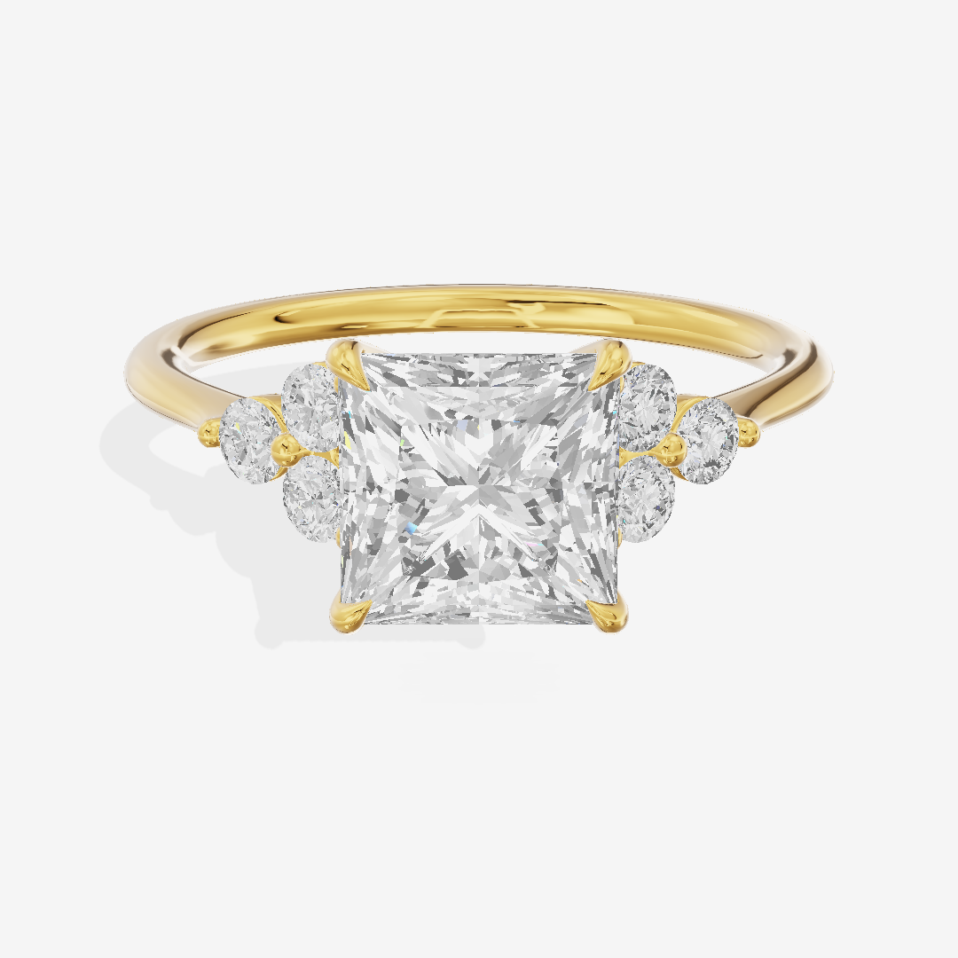 Luxe Trueheart Princess Engagement Ring with Side Stones (1/5 ct. tw.) in 18K Yellow Gold