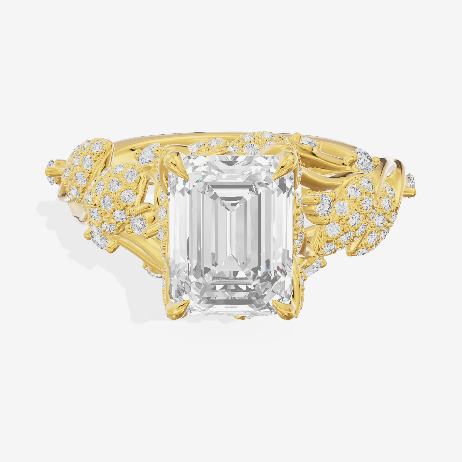 Modern Linger Emerald Engagement Ring with Side Stones (3/4 ct. tw.) in 14K Yellow Gold
