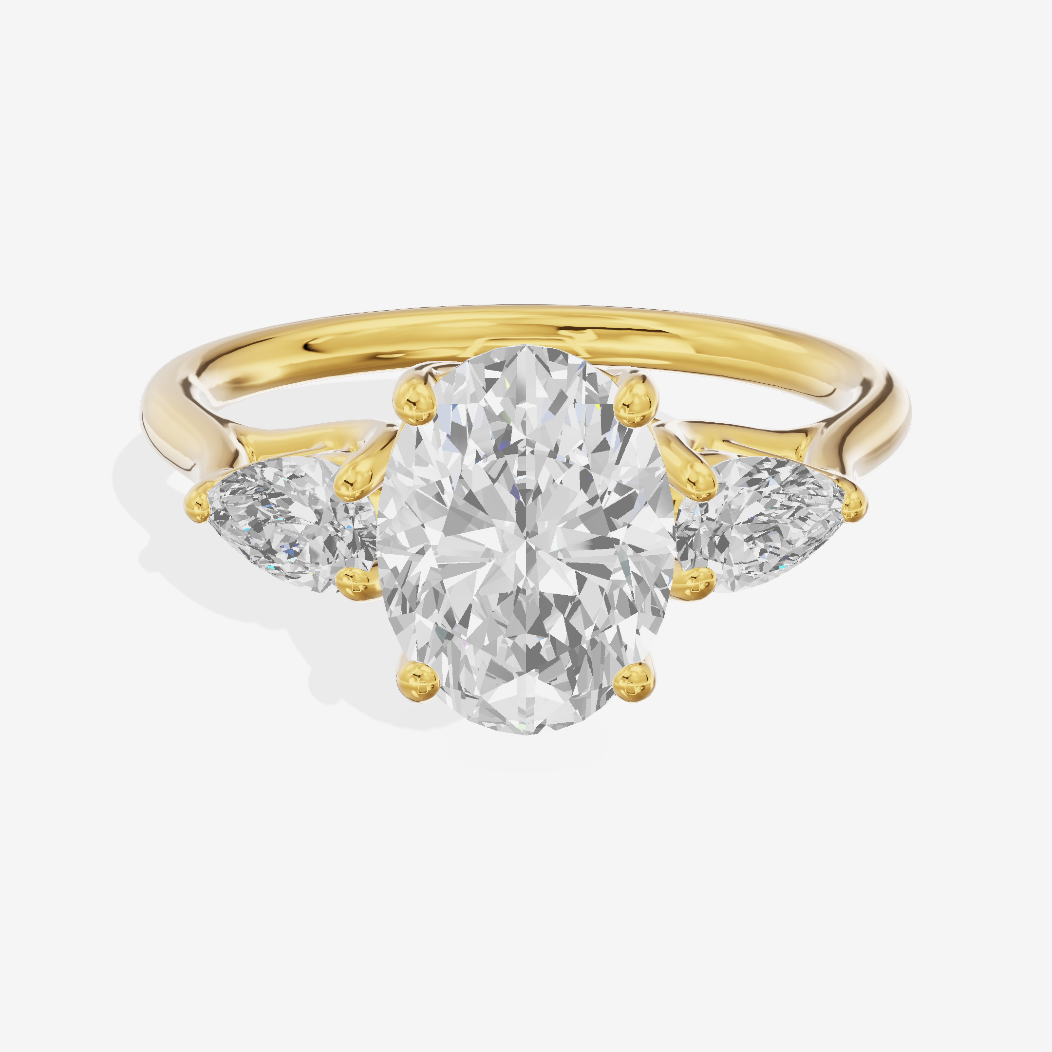 Grand Vowsae Three Stone Oval Engagement Ring (2/5 ct. tw.) in 18K Yellow Gold