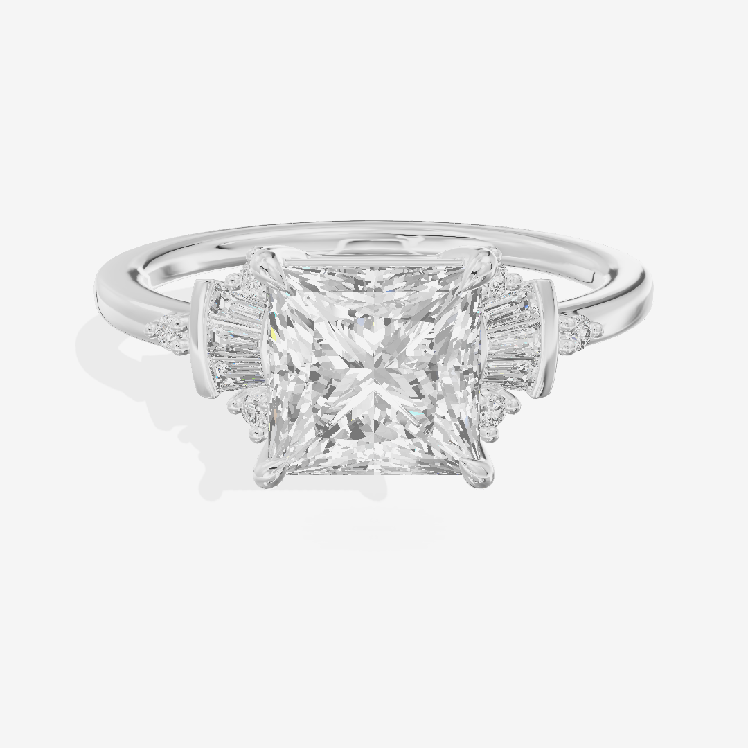 Lightwoven Pavé Princess Engagement Ring with Side Stones (1/8 ct. tw.) in Platinum