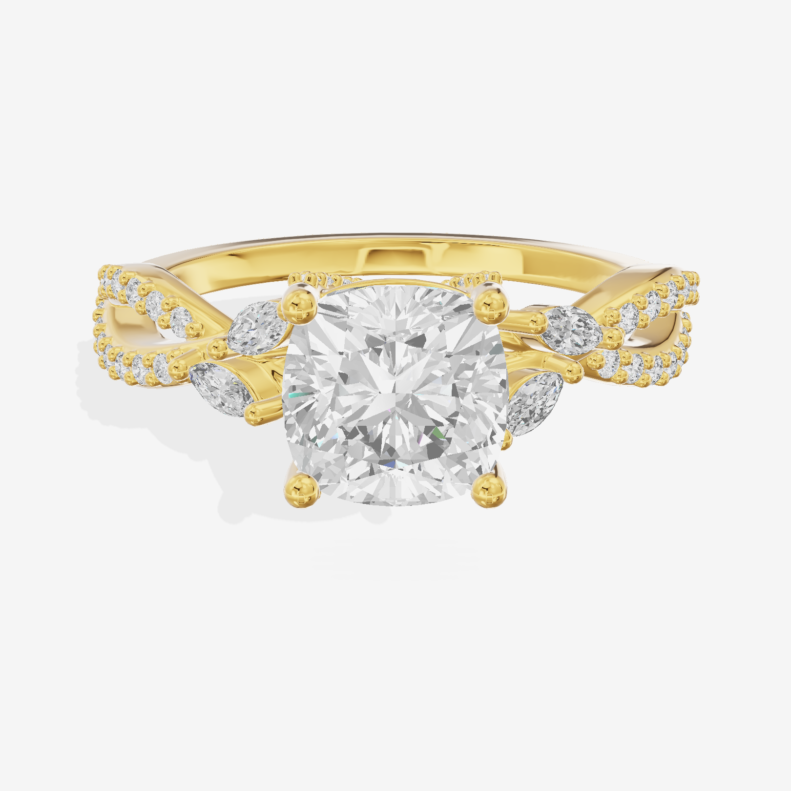 Luxe Heartline 1.5mm Cushion Engagement Ring with Side Stones (1/3 ct. tw.) in 14K Yellow Gold