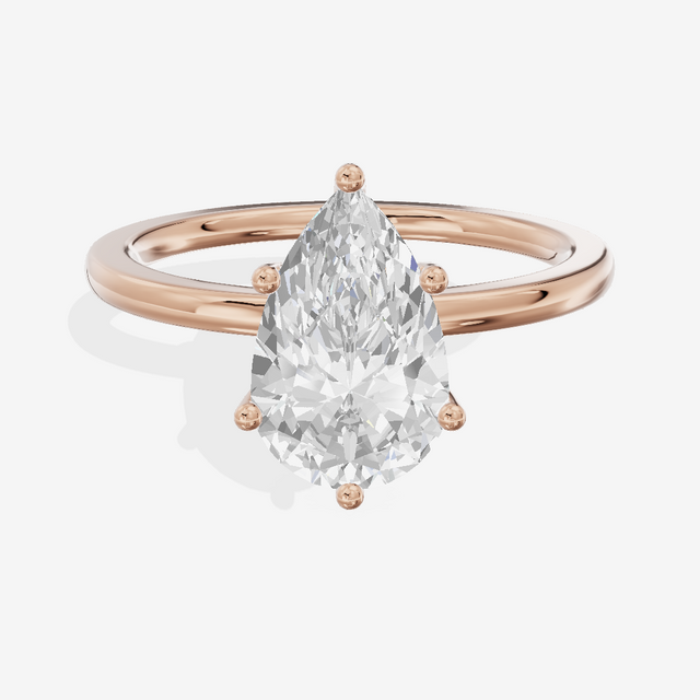 Vowsae Hidden Halo Pear Engagement Ring (1/20 ct. tw.) in 18K Rose Gold