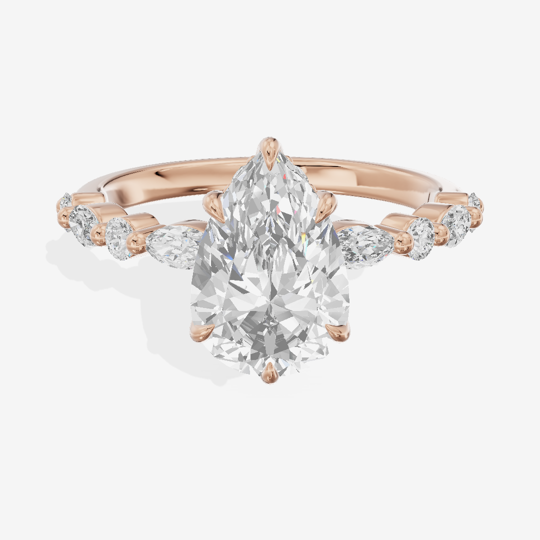 Luxe Adorae Pear Hidden Halo Engagement Ring (2/5 ct. tw.) in 18K Rose Gold